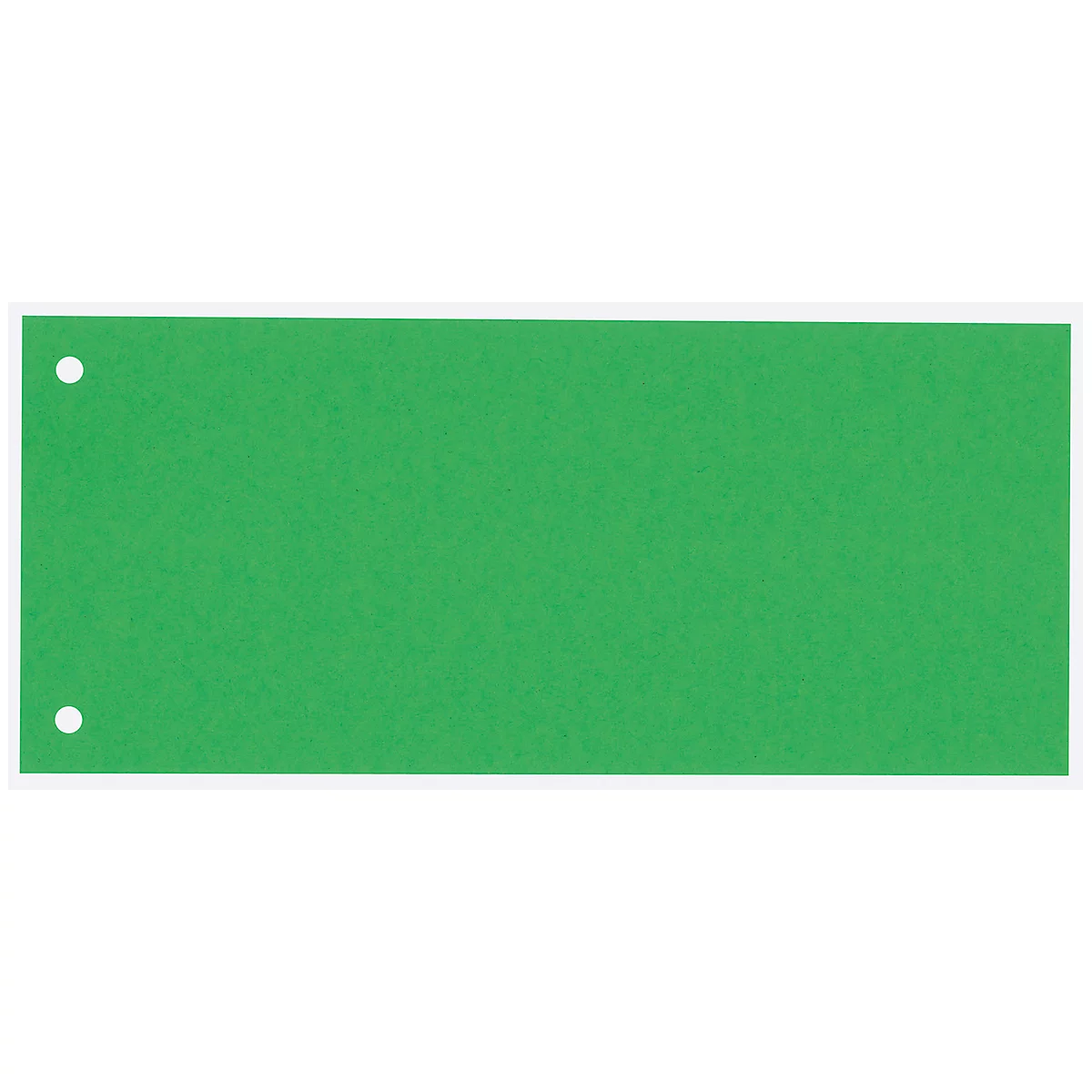 Un rectangle vert avec deux trous, en haut et en bas, sur fond blanc.