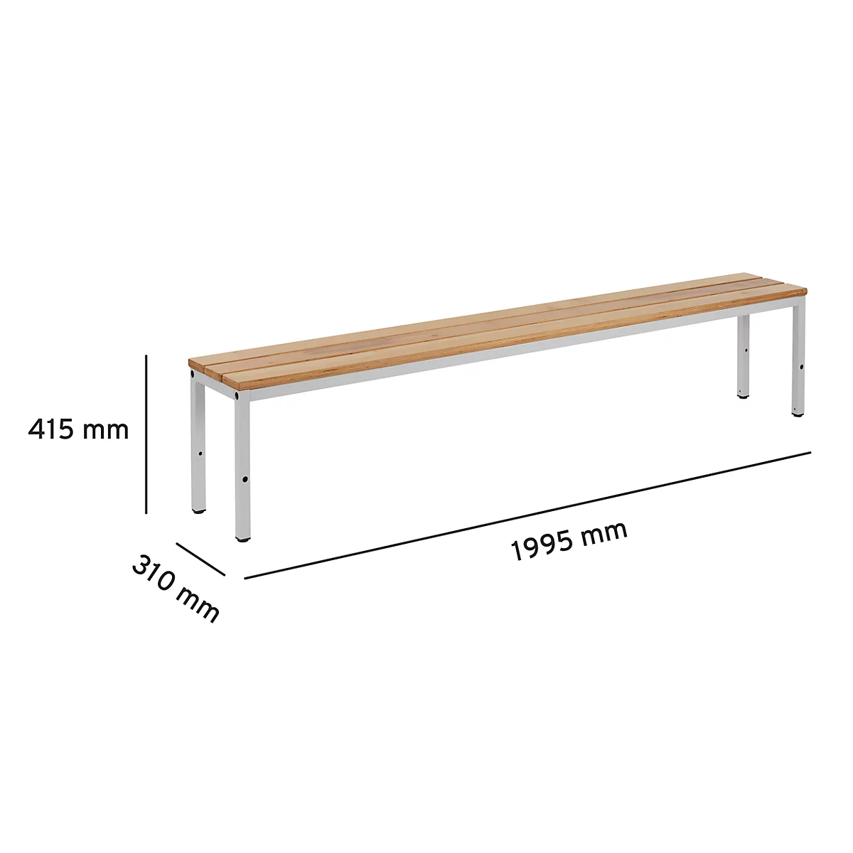 Bank voor kleedkamers Schäfer Shop Select - B 1995 x D 310 x H 415 mm - lichtgrijs