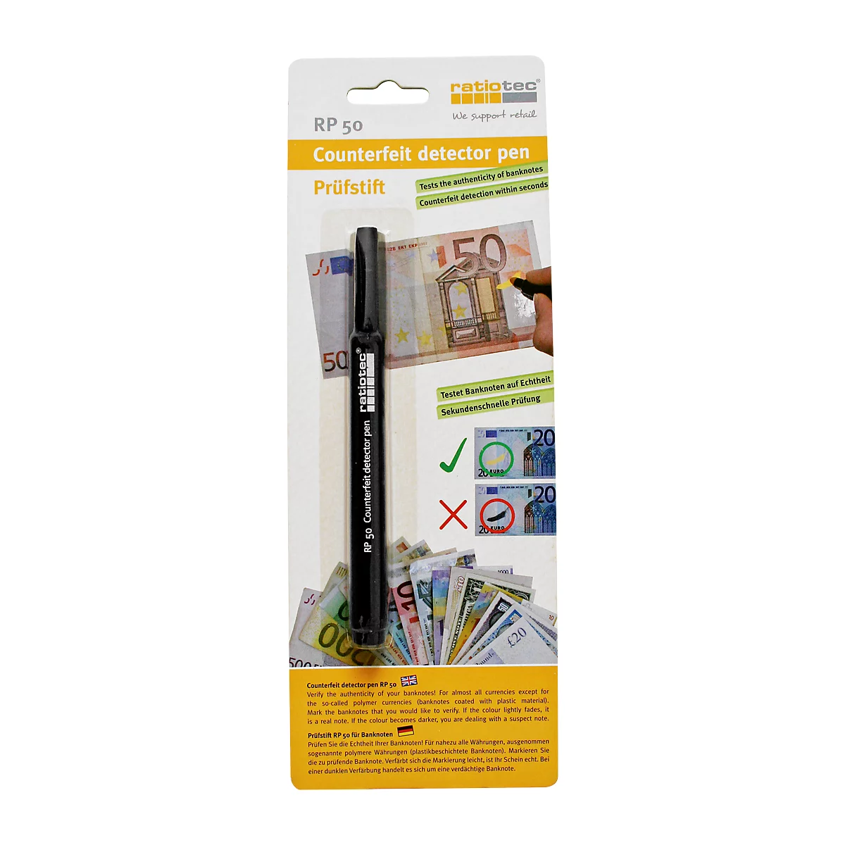 Bankbiljetten controlestift ratiotec® RP 50