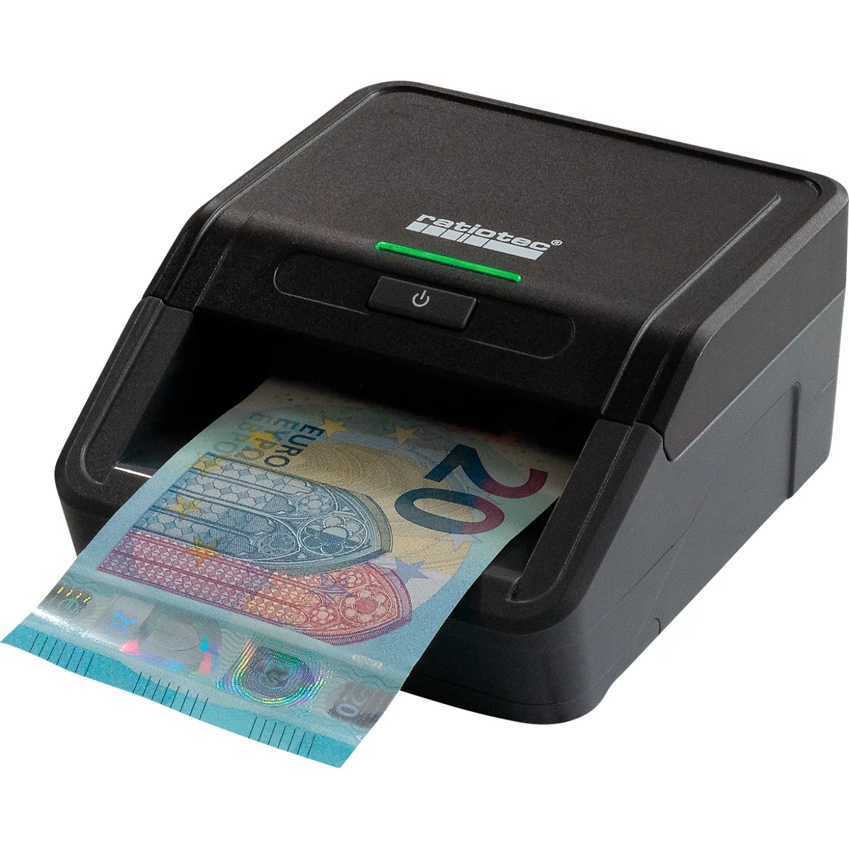 Bankbiljetten validator ratiotec Smart Protect, ECB standaard, IR/MG/MT/SD, 3 woks, LED bar display &amp; waarschuwingssignaal, USB/microSD, stroomkabel, zwart