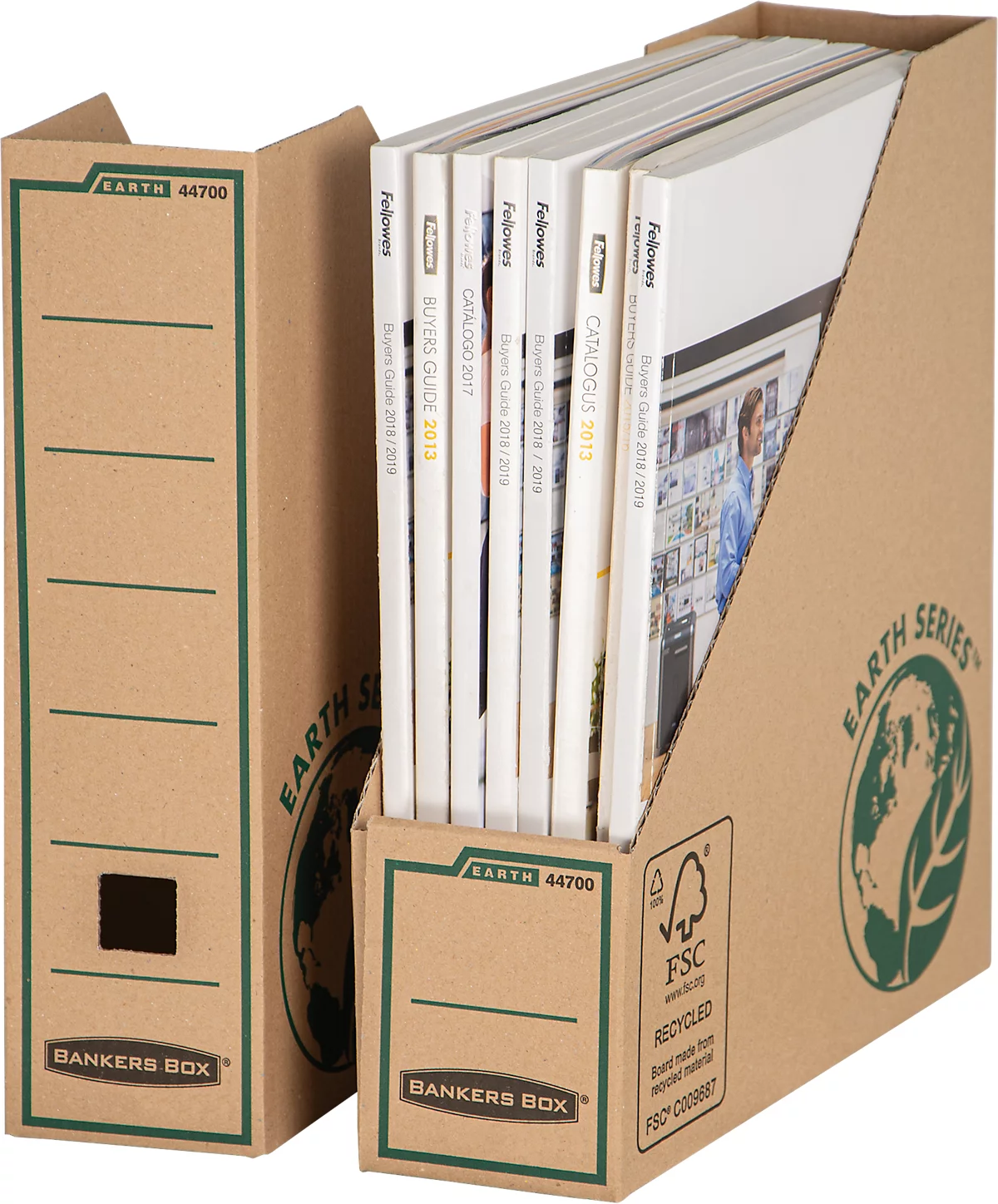 BOX serie Aarde, tot A4, grijpgat, etiketveld & B 82 x D 268 x H 304 mm, gerecycled bruin, 20 st. voordelig | Schäfer Shop