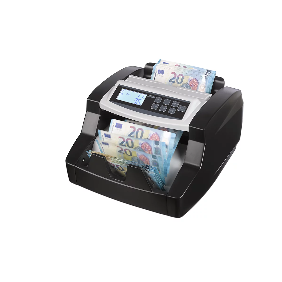 Banknotenzähler ratiotec® rapidcount B40, Euro-Noten, mit Echtheitsprüfung, Stückzählung, Schwarz