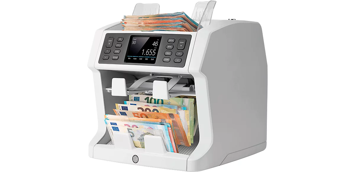 Banknotenzähler Safescan® 2985 SX, zentralbankgetestet, 7 Sicherheitsmerkmale, Wertzähler & -sortierer, bis zu 1200 Scheine/min & bis zu 3 Währungen