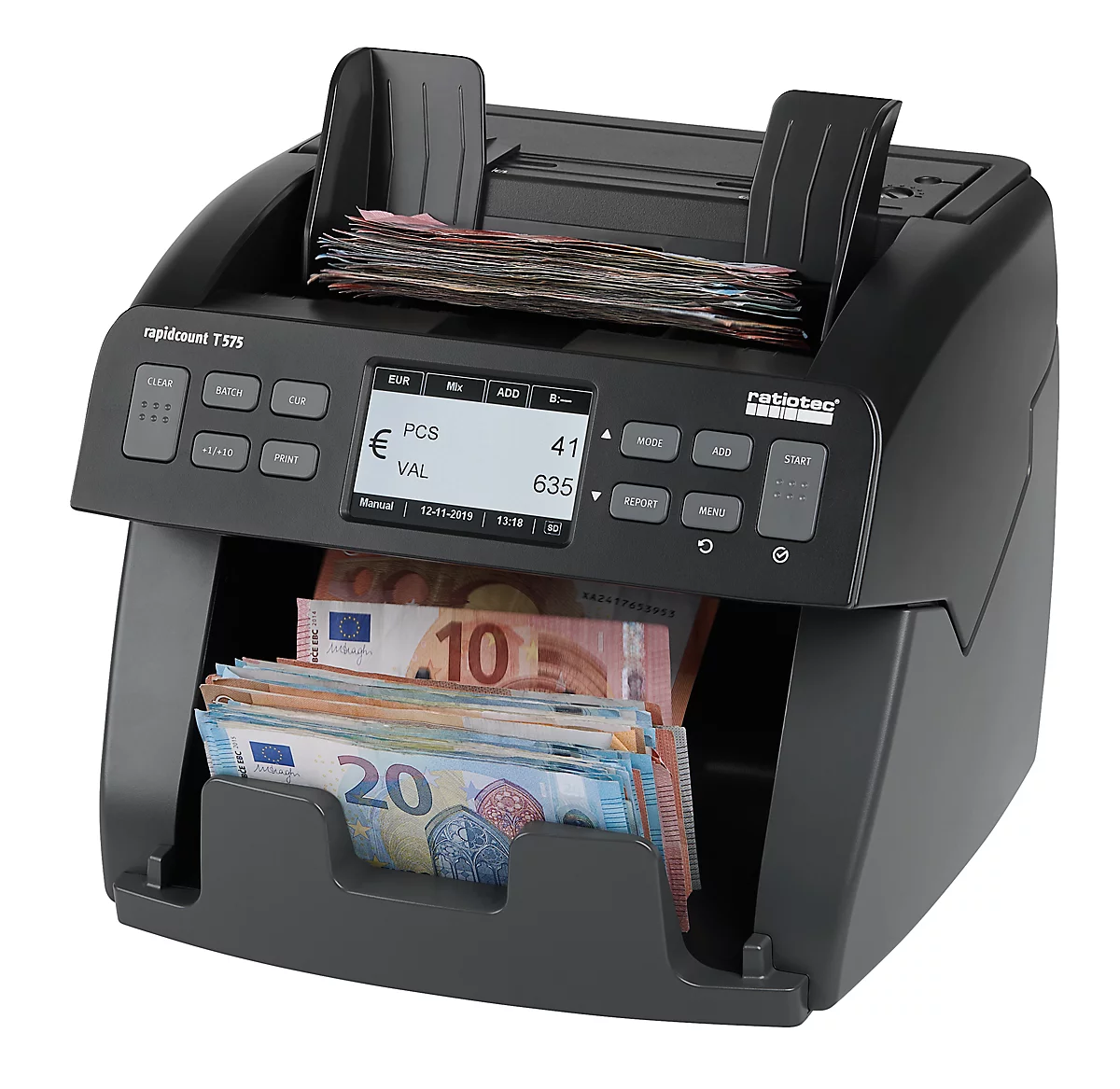 Banknotenzählmaschine Rapidcount T575, EUR/USD/GBP/CHF, Stück- & Wertzähler, Echtheitsprüfung