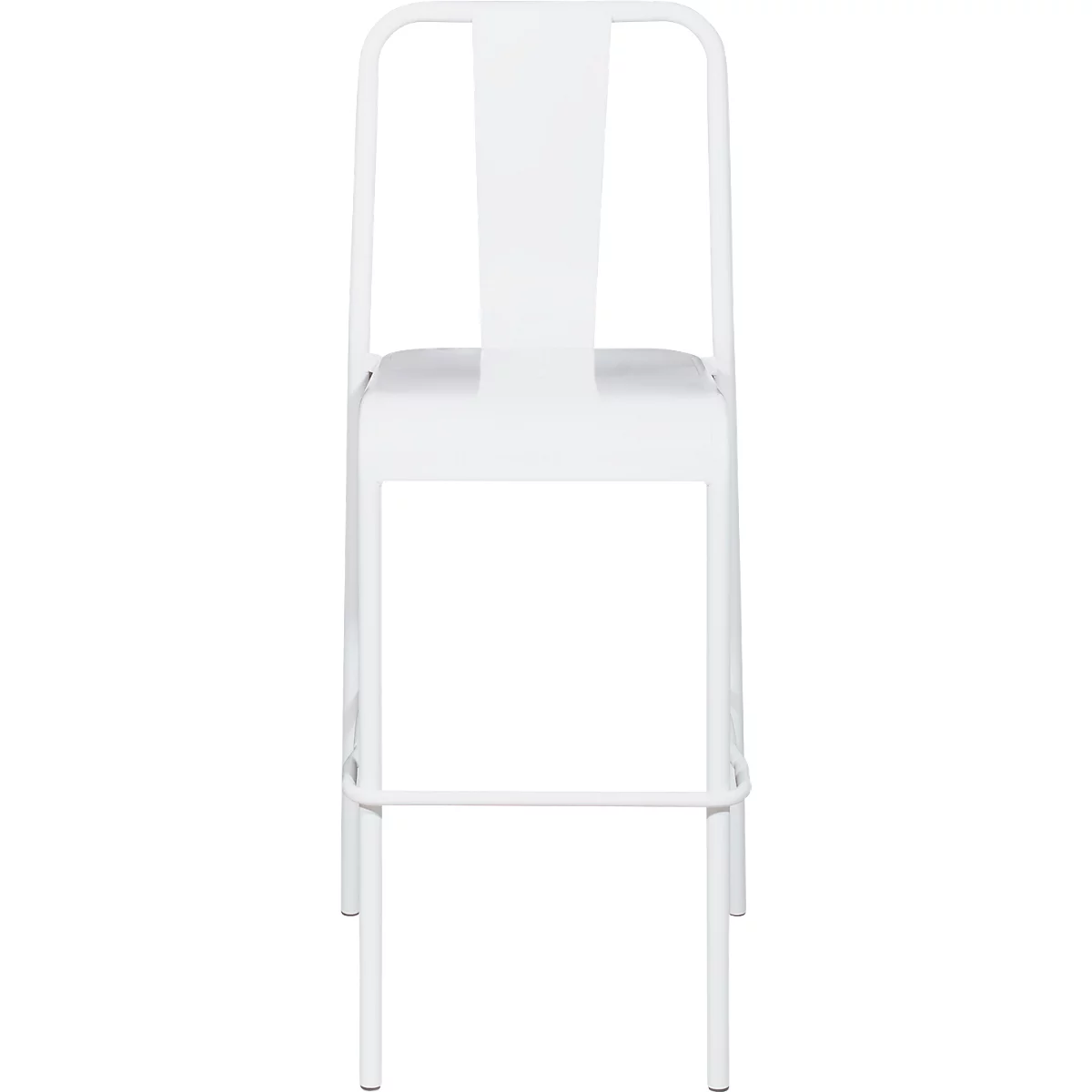 Barhocker Paperflow ARTY, Rückenlehne, stapelbar, UV-behandelt, perforierte Sitzfläche, B 385 x T 400 x H 760 mm, Stahl verzinkt, weiss/weiss, 2 Stück