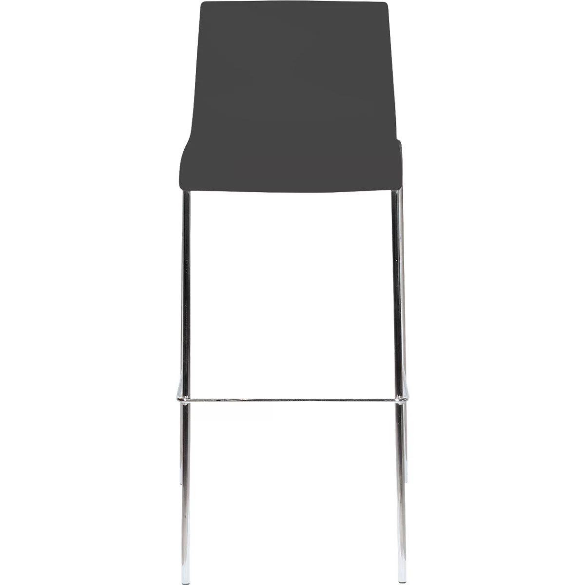 Barhocker Paperflow HARPER, Rückenlehne, stapelbar, B 390 x T 320 x H 760 mm, Polypropylen und verchromter Stahl, schwarz, 2 Stück