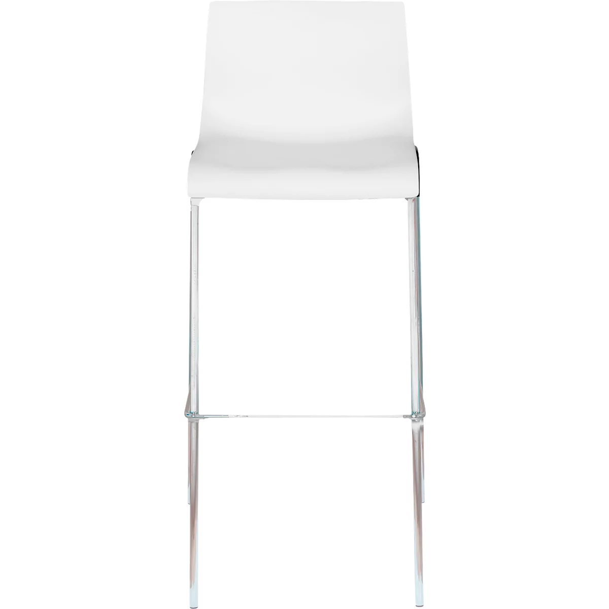 Barhocker Paperflow HARPER, Rückenlehne, stapelbar, B 390 x T 320 x H 760 mm, Polypropylen und verchromter Stahl, weiss, 2 Stück