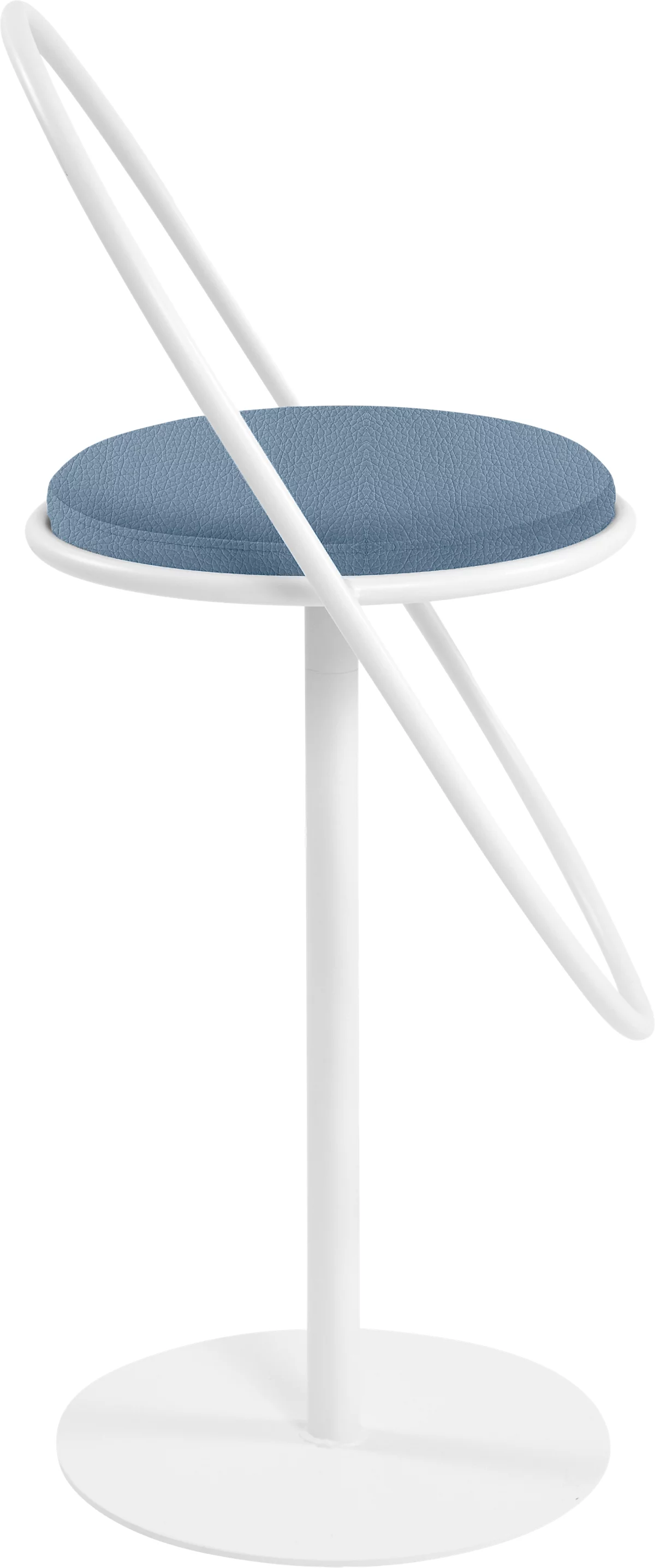 Barhocker Paperflow Saturne, mit Rückenlehne, Sitzhöhe 765 mm, gepolstert, zu 100 % recycelbar, Kunstlederbezug blau, Gestell weiß