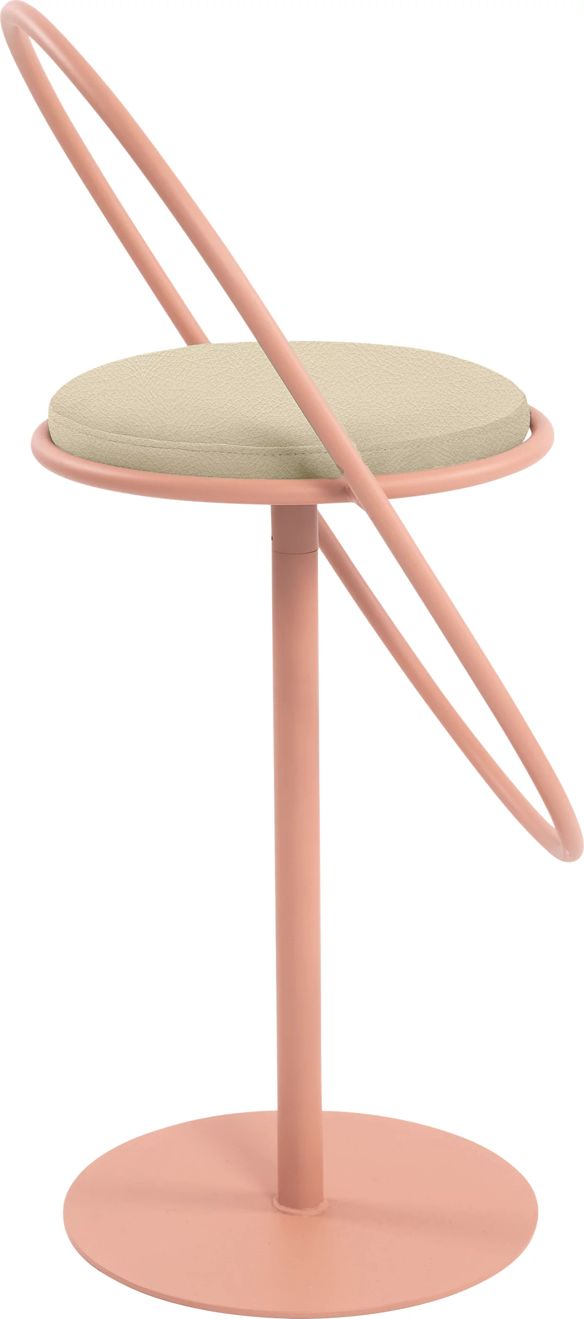 Barhocker Paperflow Saturne, mit Rückenlehne, Sitzhöhe 765 mm, gepolstert, zu 100 % recycelbar, Kunstlederbezug elfenbeinfarben, Gestell rosa