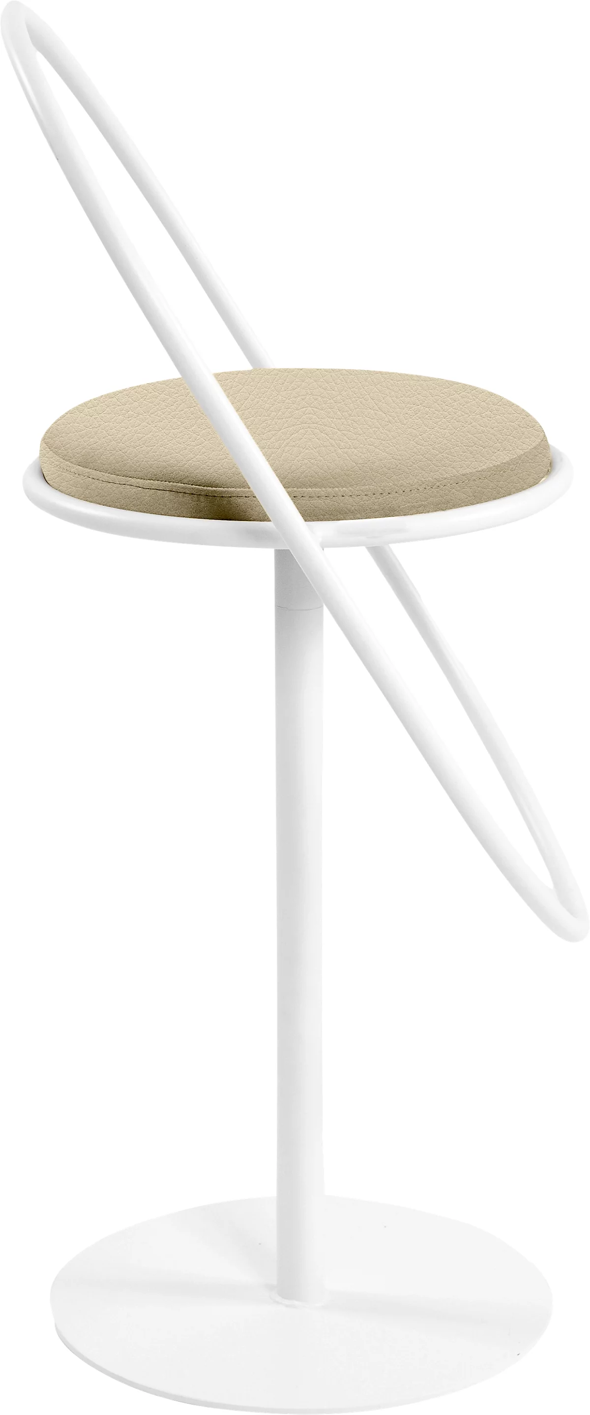 Barhocker Paperflow Saturne, mit Rückenlehne, Sitzhöhe 765 mm, gepolstert, zu 100 % recycelbar, Kunstlederbezug elfenbeinfarben, Gestell weiß