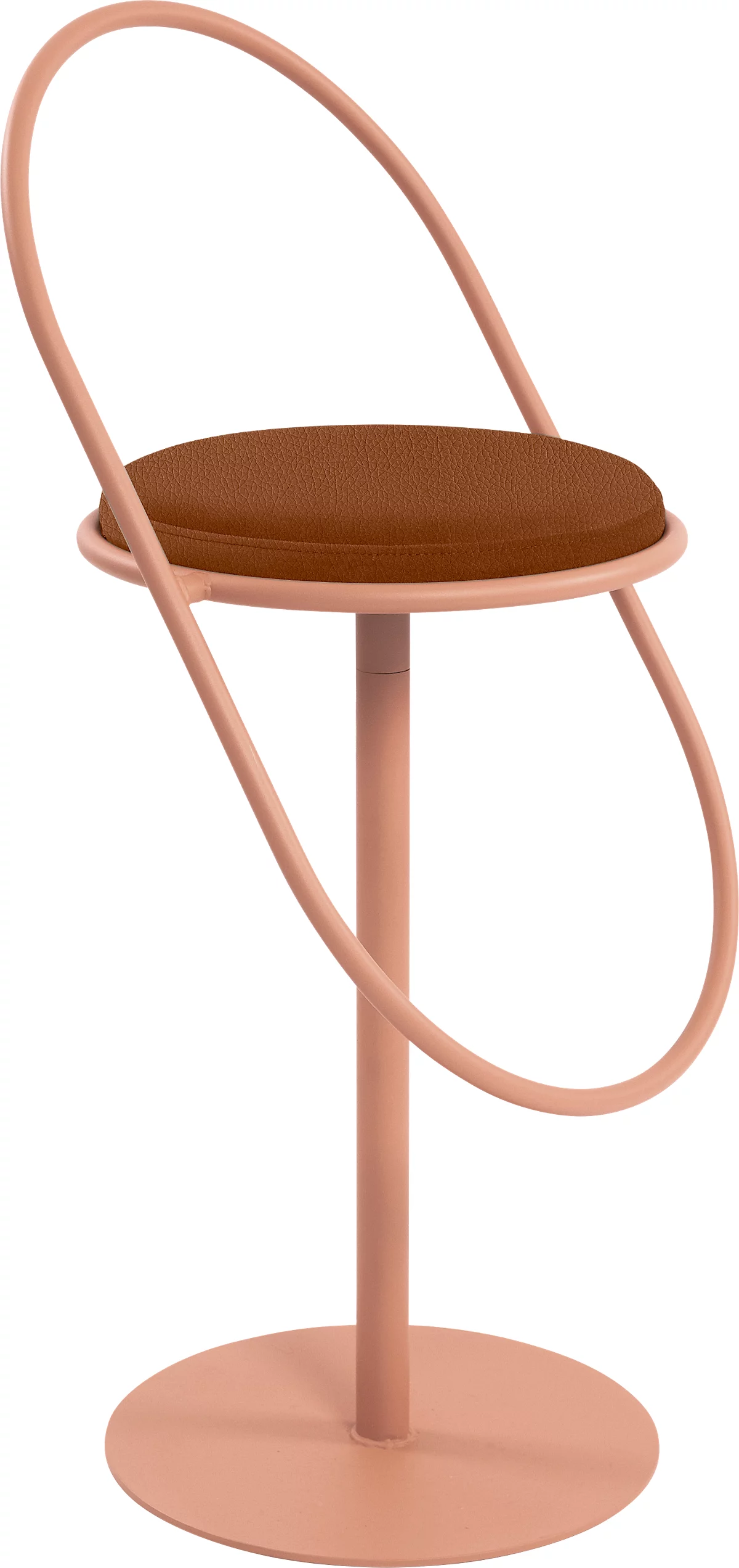 Barhocker Paperflow Saturne, mit Rückenlehne, Sitzhöhe 765 mm, gepolstert, zu 100 % recycelbar, Kunstlederbezug rostfarben, Gestell rosa
