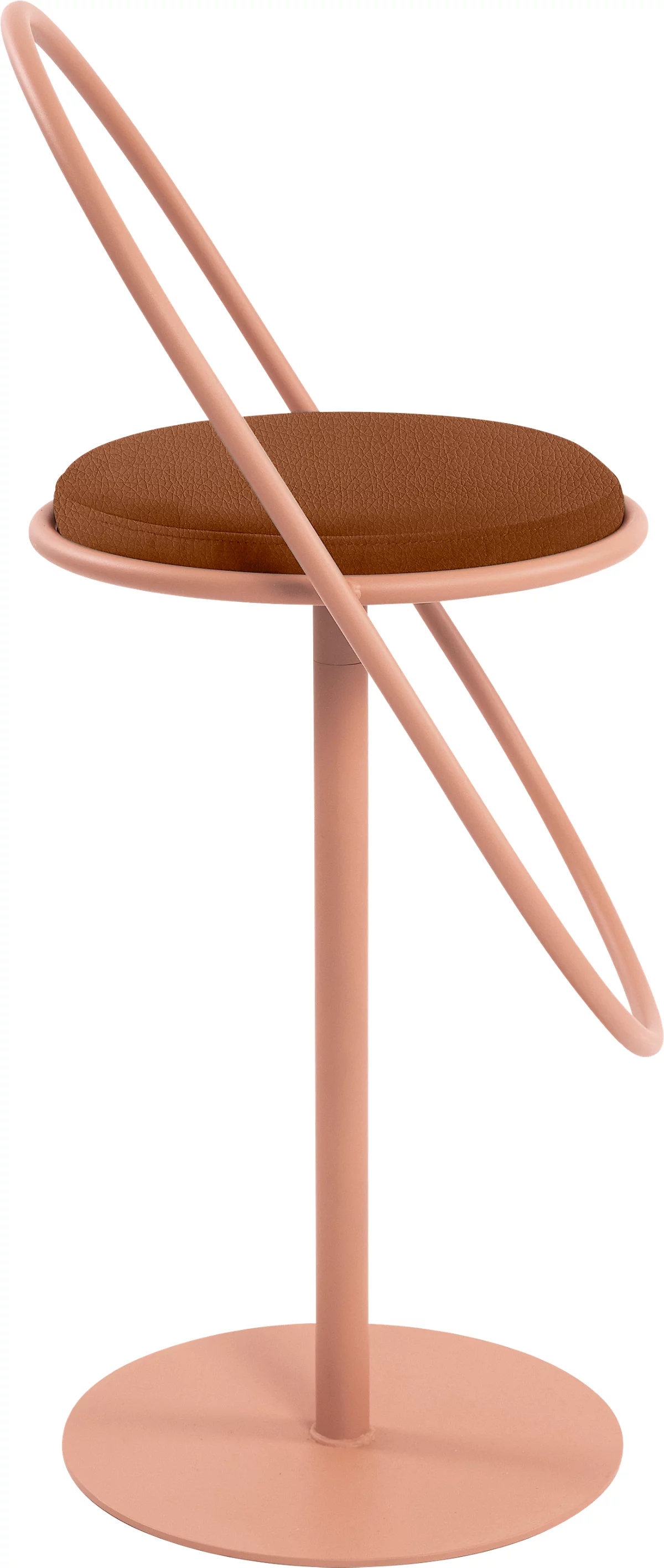Barhocker Paperflow Saturne, mit Rückenlehne, Sitzhöhe 765 mm, gepolstert, zu 100 % recycelbar, Kunstlederbezug rostfarben, Gestell rosa