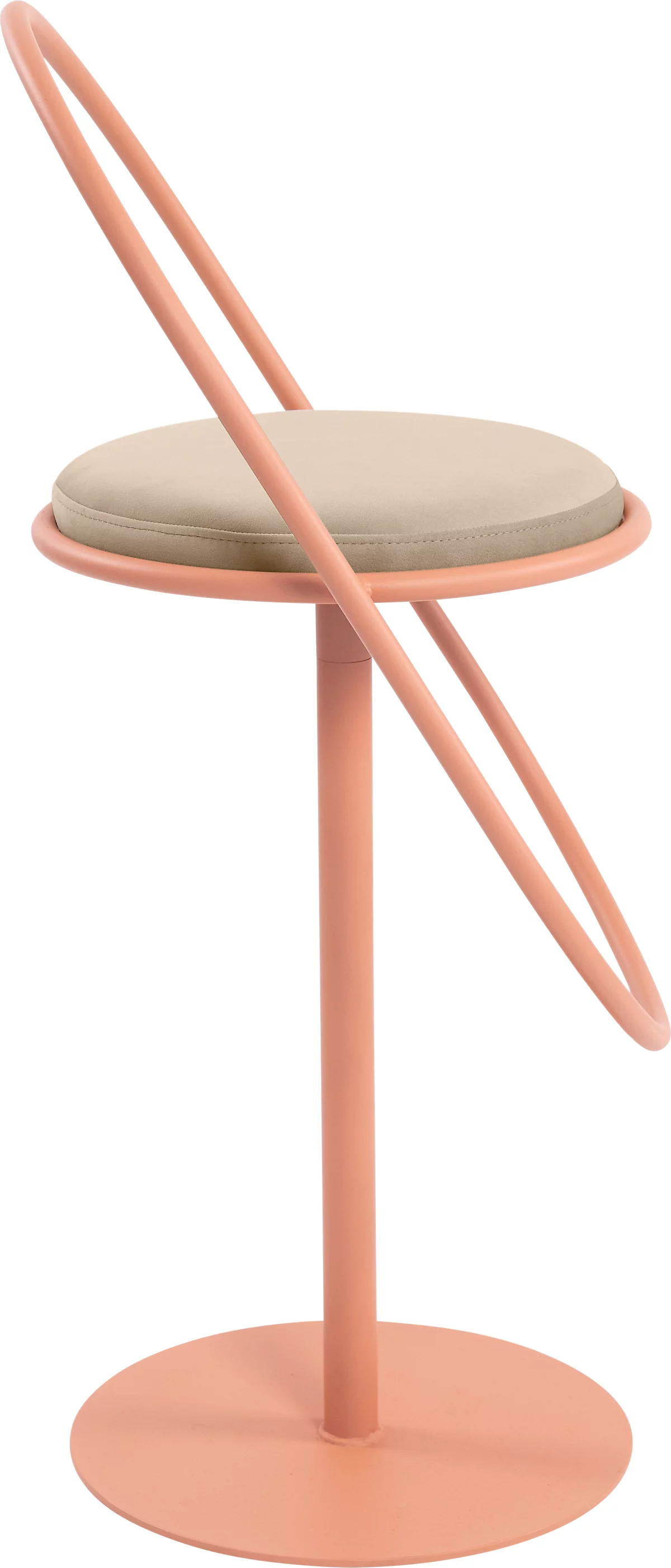 Barhocker Paperflow Saturne, mit Rückenlehne, Sitzhöhe 765 mm, gepolstert, zu 100 % recycelbar, Samtbezug elfenbeinfarben, Gestell rosa