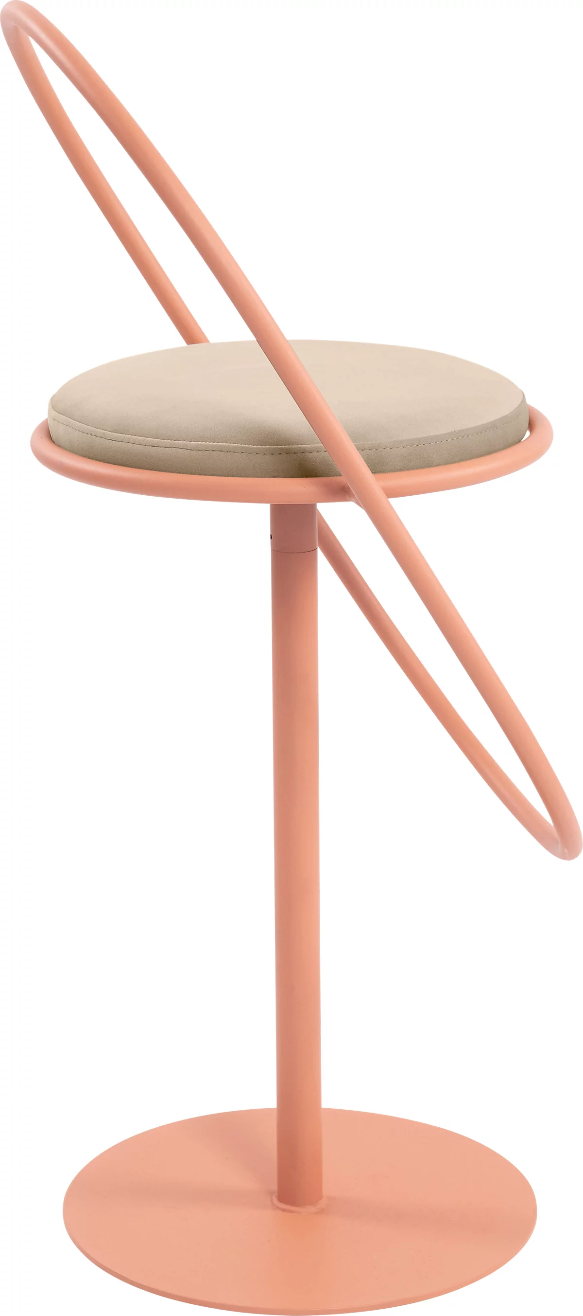 Barhocker Paperflow Saturne, mit Rückenlehne, Sitzhöhe 765 mm, gepolstert, zu 100 % recycelbar, Samtbezug elfenbeinfarben, Gestell rosa