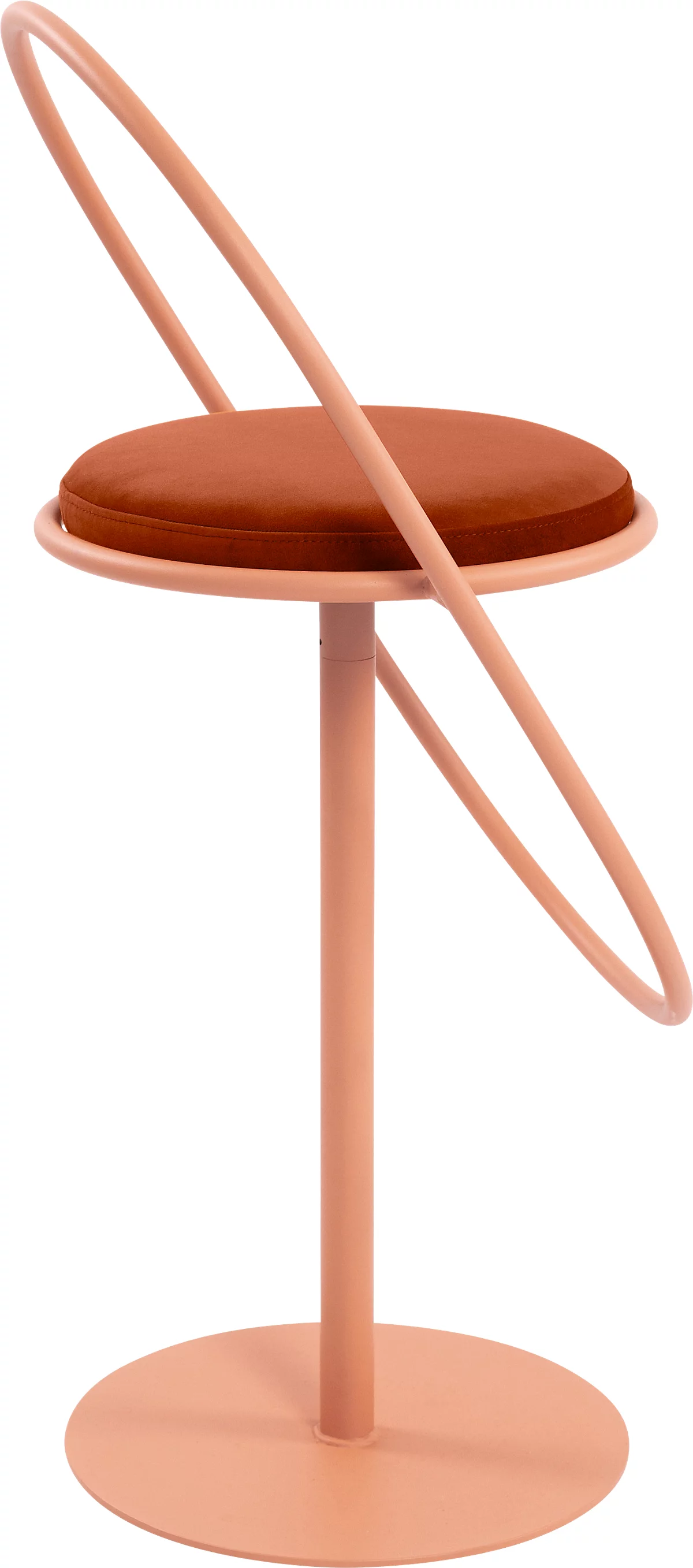 Barhocker Paperflow Saturne, mit Rückenlehne, Sitzhöhe 765 mm, gepolstert, zu 100 % recycelbar, Samtbezug rostfarben, Gestell rosa
