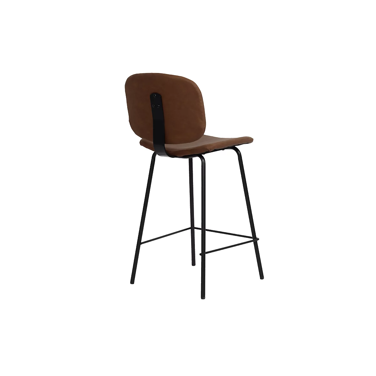 Barhocker Vintage, mit Lehne, Stahlbeine, Sitzhöhe 760 mm, 2 Stk., B 430 x T 510 x H 1080 mm, Kunstleder, braun
