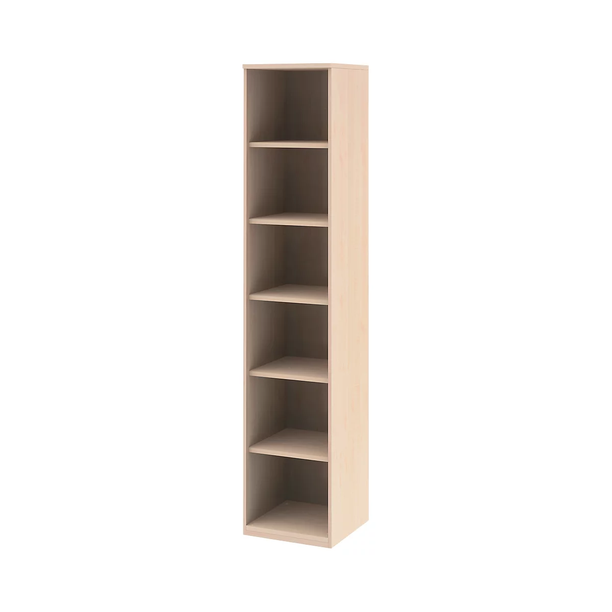 BARI boekenkast, 6 OH, 5 legborden, spaanplaat, B 427 x D 430 x H 2174 mm, ahorndecor
