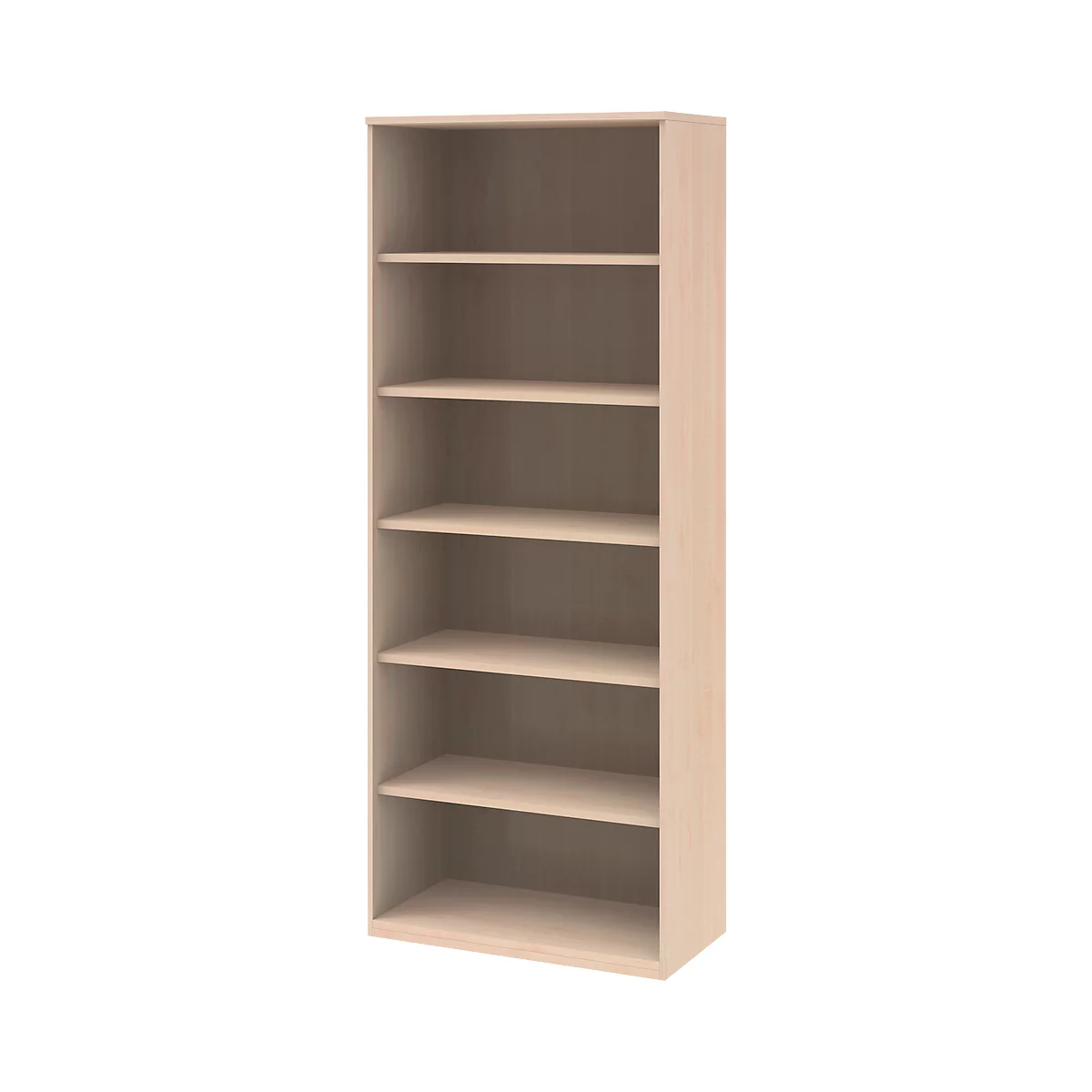 BARI boekenkast, 6 OH, 5 legborden, spaanplaat, B 800 x D 430 x H 2174 mm, ahorndecor