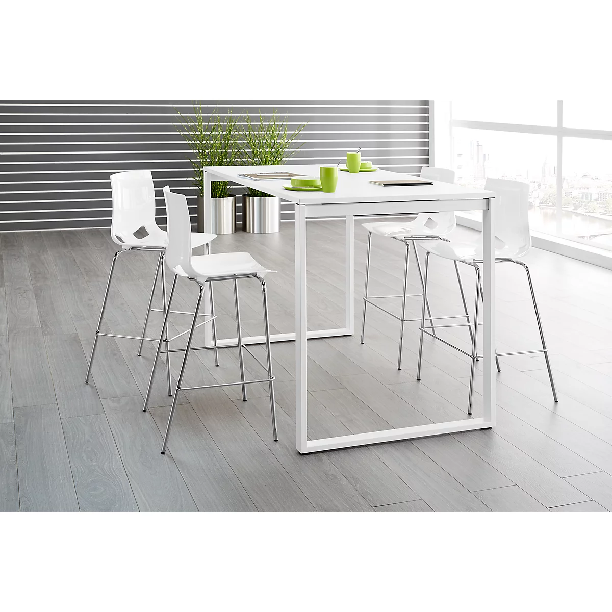 Barkruk FONDO - kunststof - verchroomd frame - wit