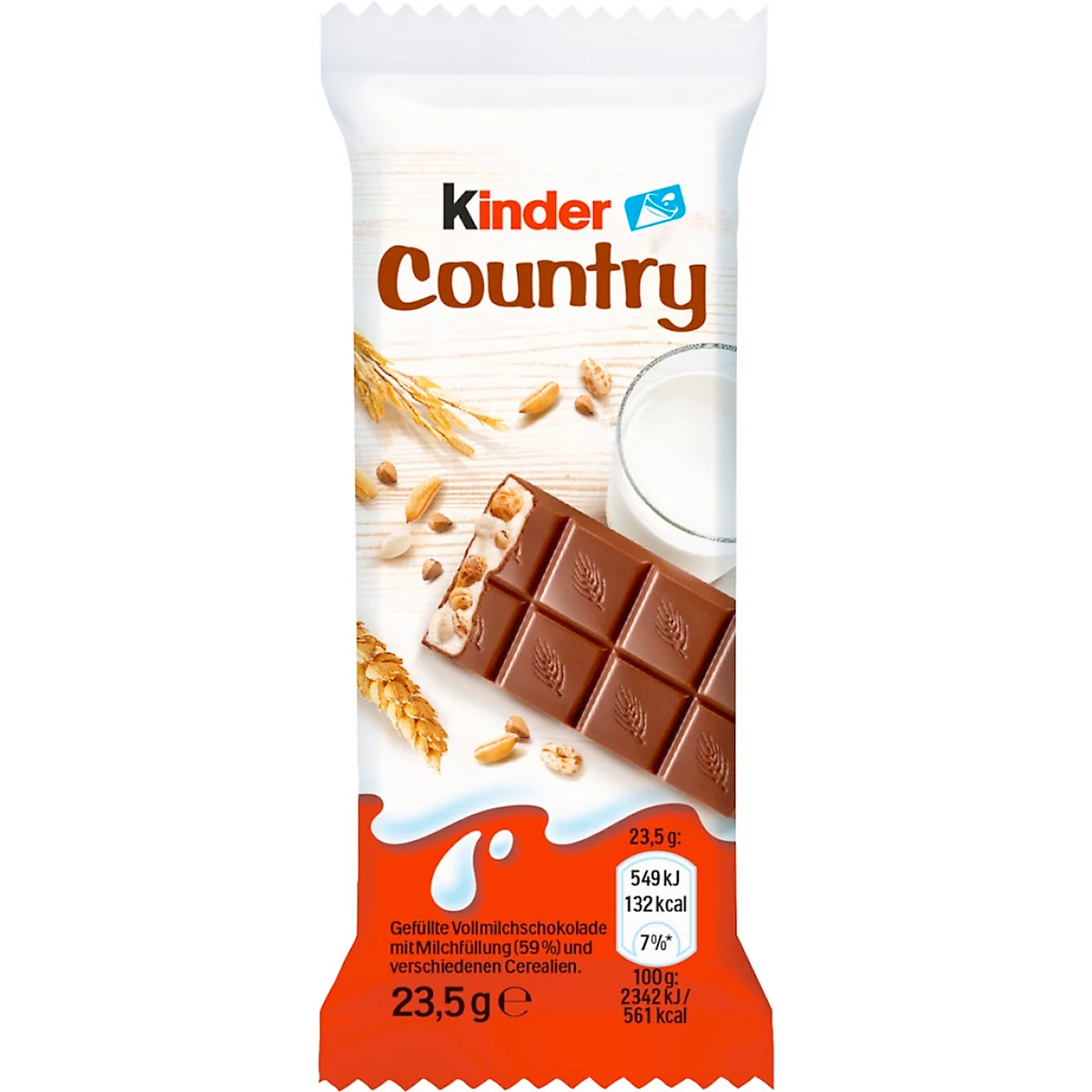 Barre de chocolat Ferrero Kinder Country, paquet de 20 barres individuelles à 23,5 g