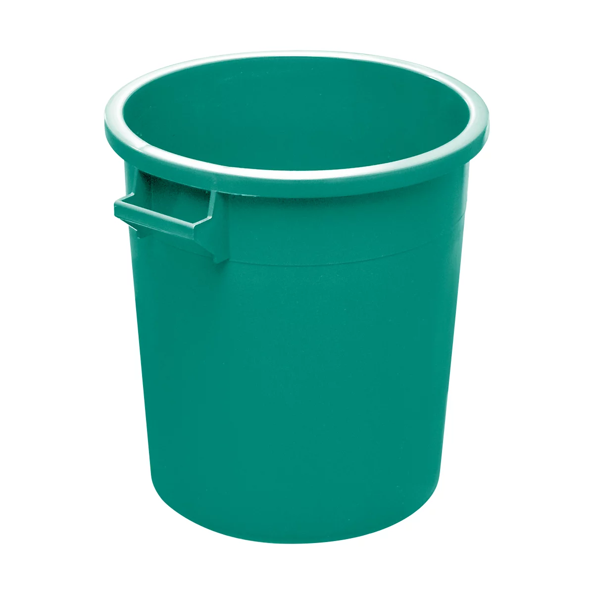 Green trash can with handles.