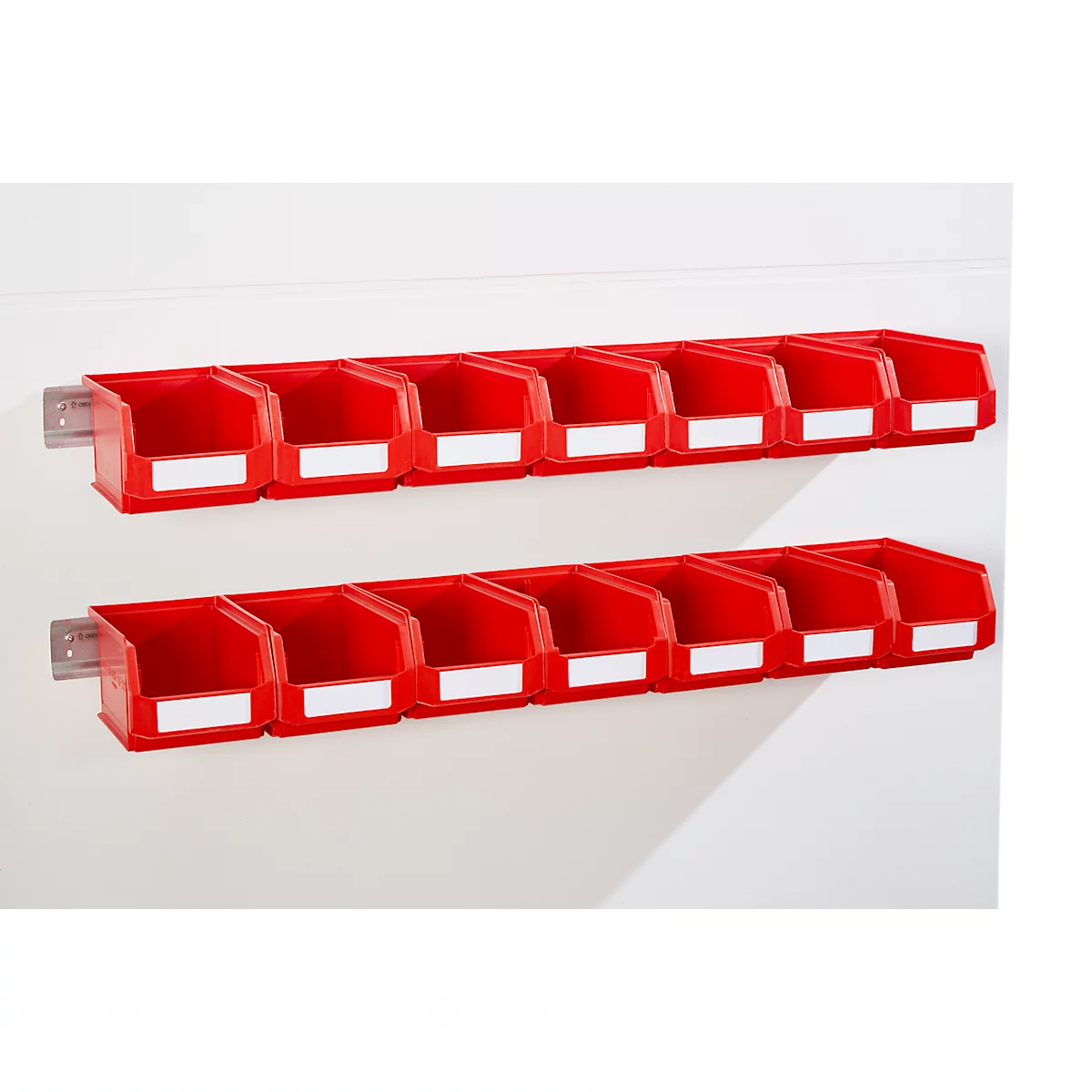 Barres d'accrochage Schäfer Shop Select, 2 pièces, avec 14 bacs à bec LF 221, matériel de fixation inclus, L 1135 x l 68 x P 2 mm, tôle d'acier, galvanisé