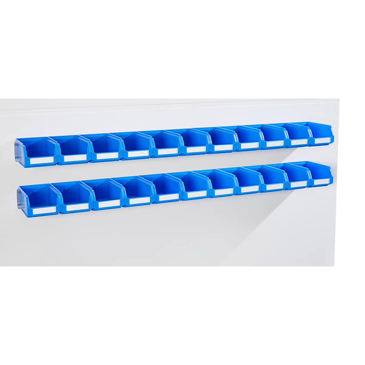 Barres d'accrochage Schäfer Shop Select, 2 pièces, avec 22 bacs à bec LF 211, matériel de fixation inclus, L 1135 x l 68 x P 2 mm, tôle d'acier, galvanisé