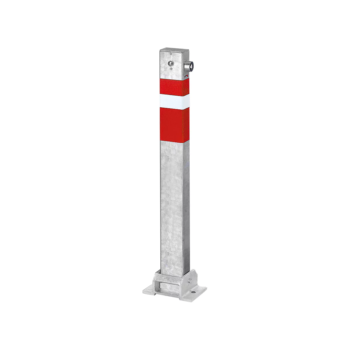 Barrier post, hinged, with triangular lock for fire brigades
