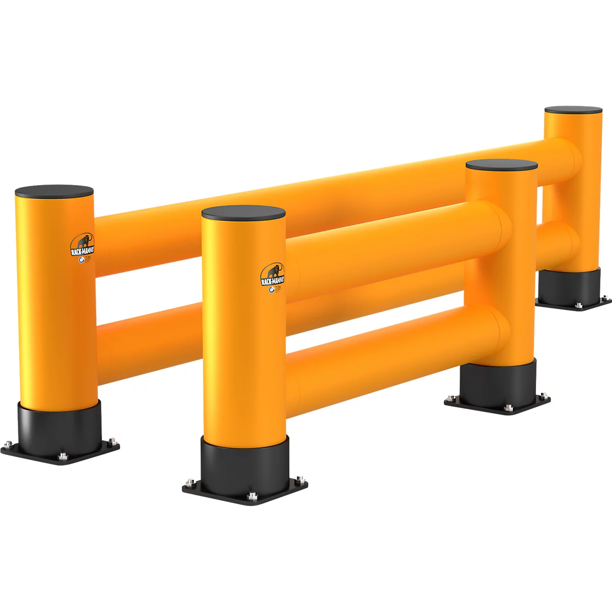 Barrière de sécurité double Ampere Rack-Mammut®, plastique, L 2500 x H 600 mm, jaune trafic