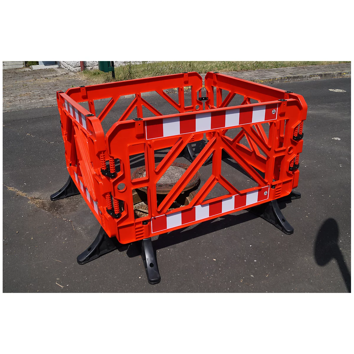 Barrières de sécurité lot de 2, 1000 x 1500 mm, rouge-blanc