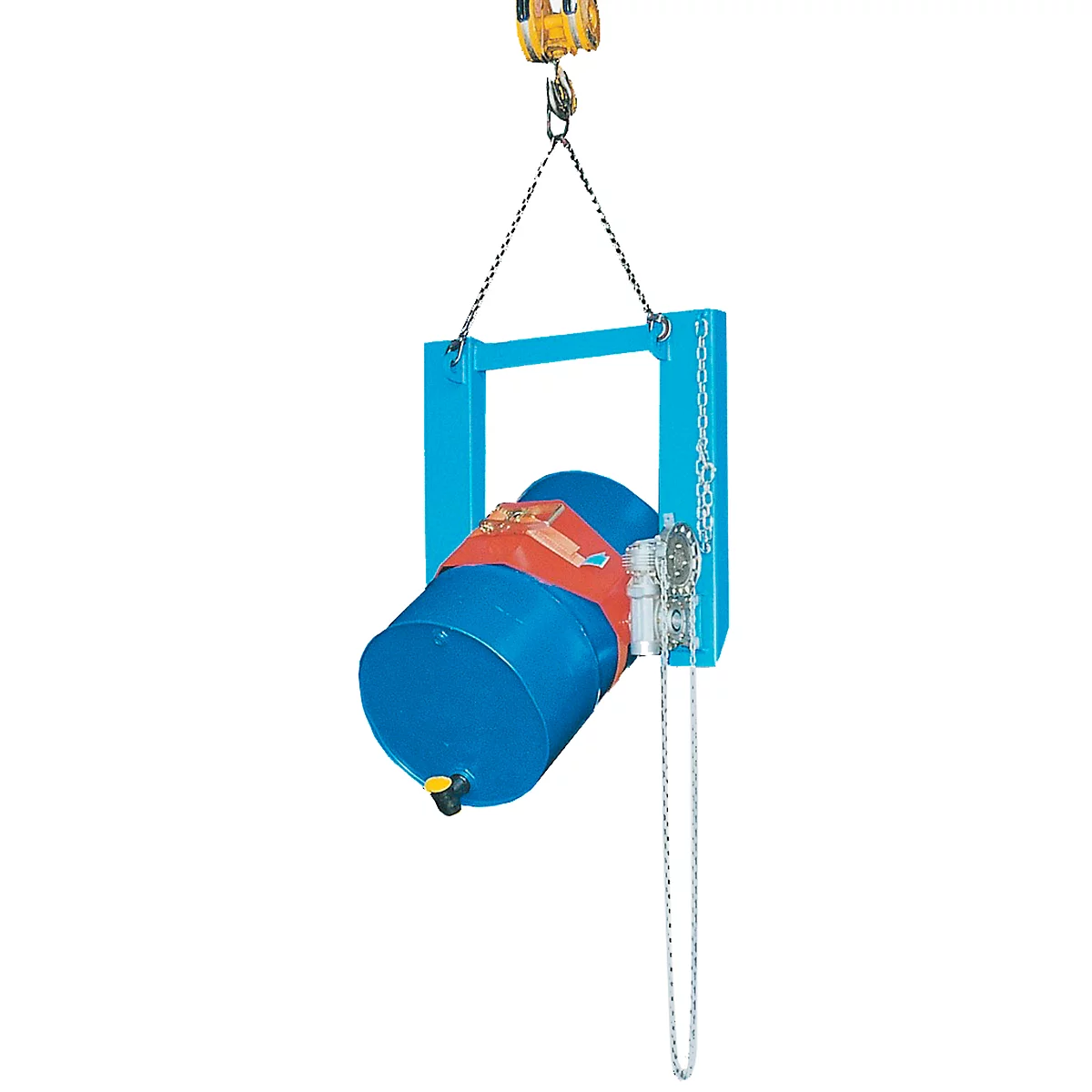 Basculeur de fût FLEX, avec chaîne, bleu laqué