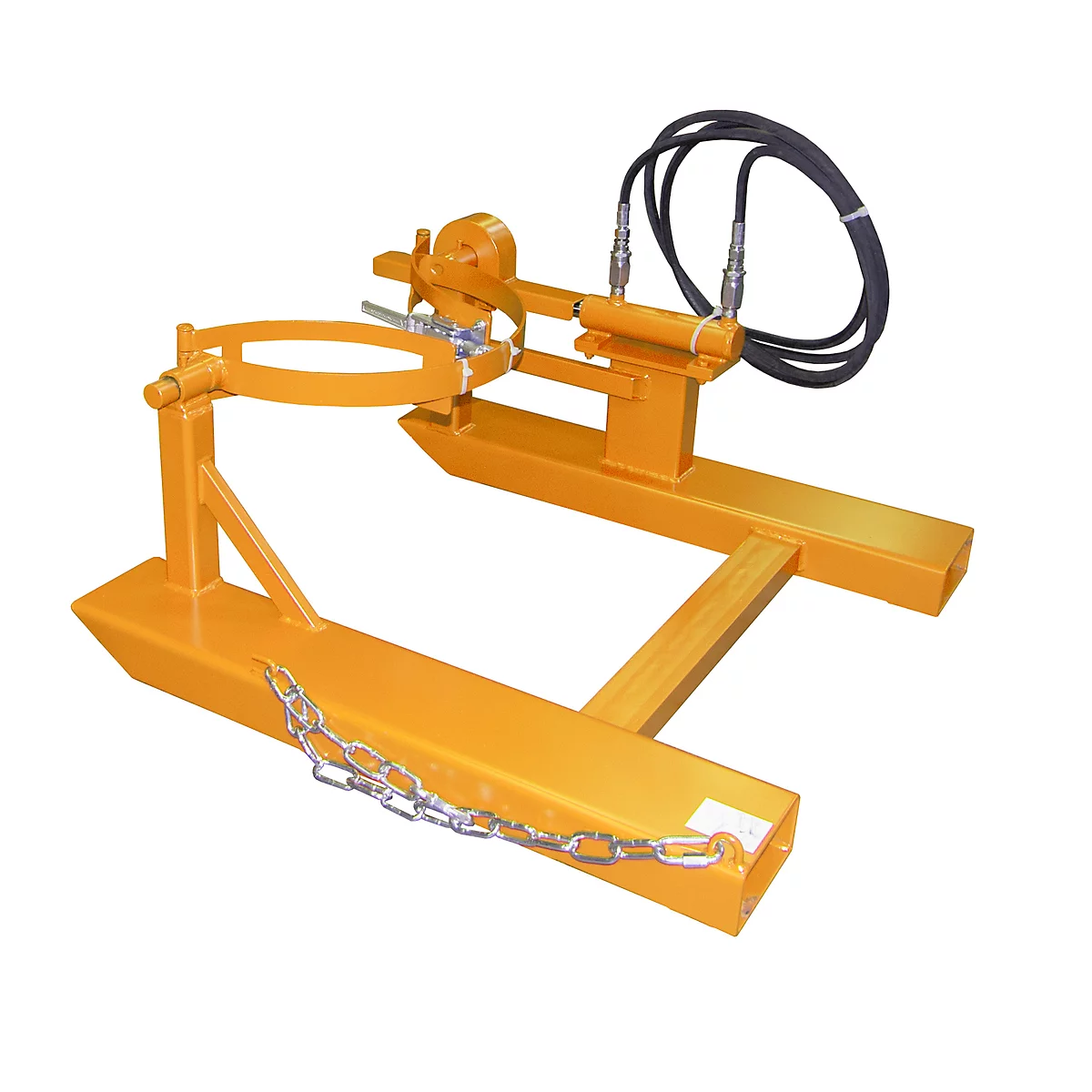Basculeur de fûts BAUER FD-H avec vérin de levage, acier, L 1000 x P 1245 x H 475 mm, orange