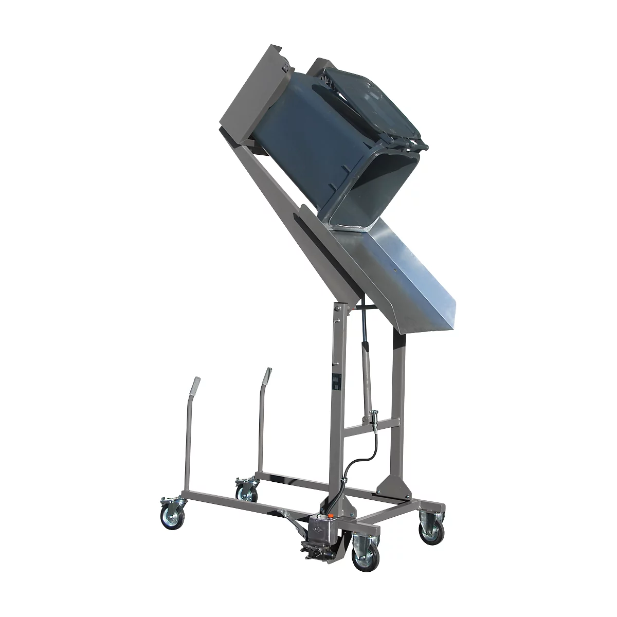 Basculeur élevateur mobile de poubelles MKS-F, pompe à pied, gris RAL 7005