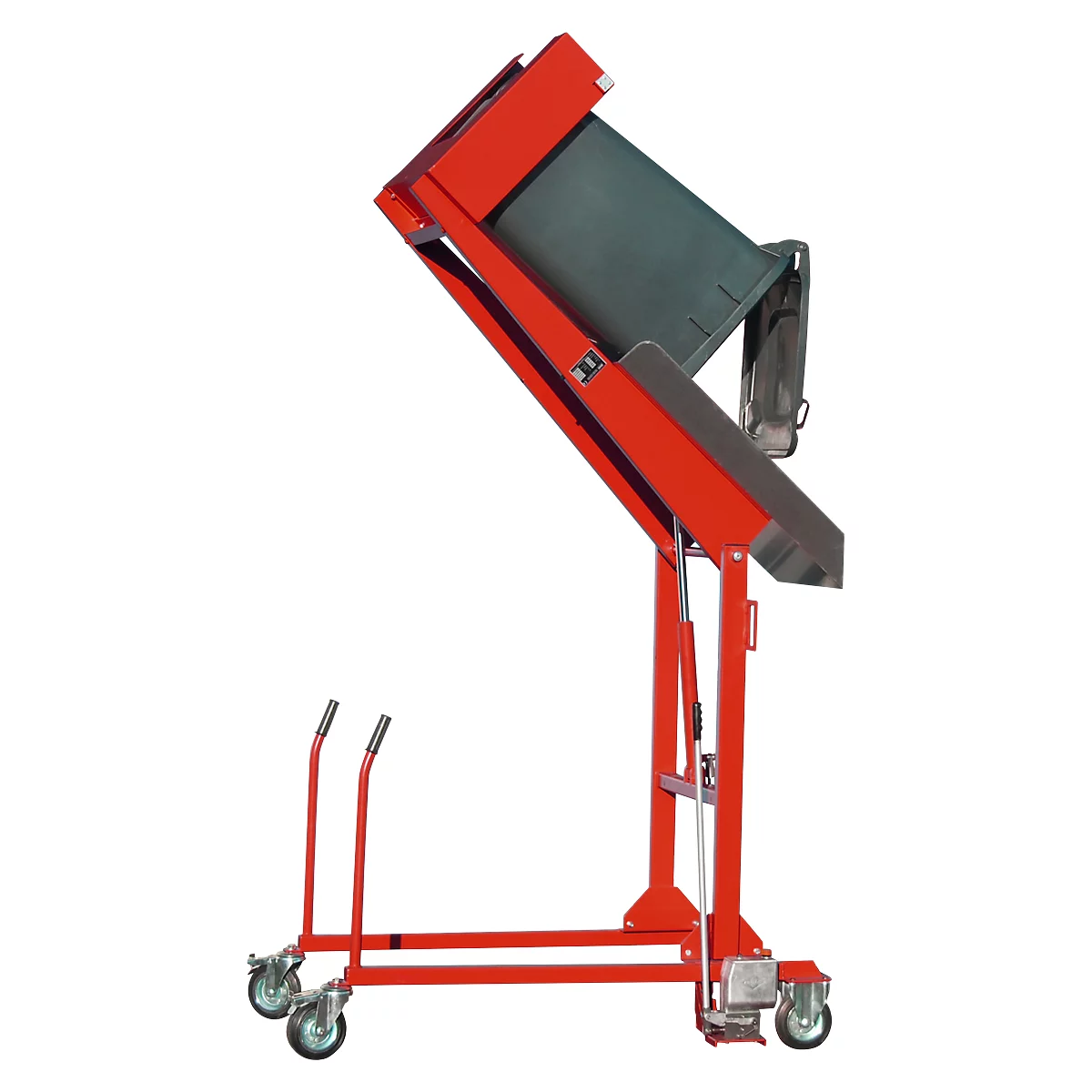 Basculeur élevateur mobile de poubelles MKS-H, pompe manuelle, rouge RAL 3000