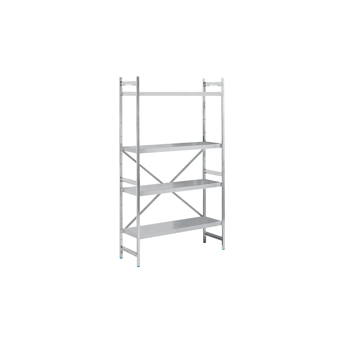 Basisstelling, roestvrij staal, gesloten legborden, B 1200 x D 400 mm