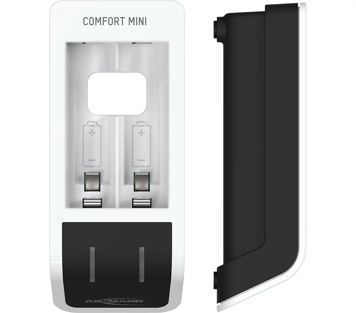 Batterieladegerät Ansmann Comfort Mini, für 1-2 Mignon AA/Micro AAA, Ladeanzeige, inkl. 2 x AA Akkus & USB-Kabel