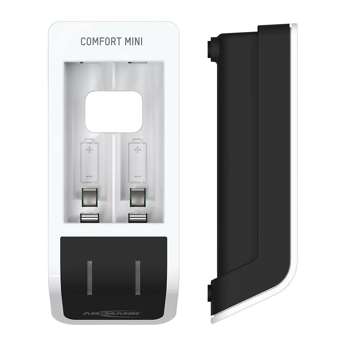 Batterieladegerät Ansmann Comfort Mini, für 1-2 Mignon AA/Micro AAA, Ladeanzeige, inkl. 2 x AA Akkus & USB-Kabel