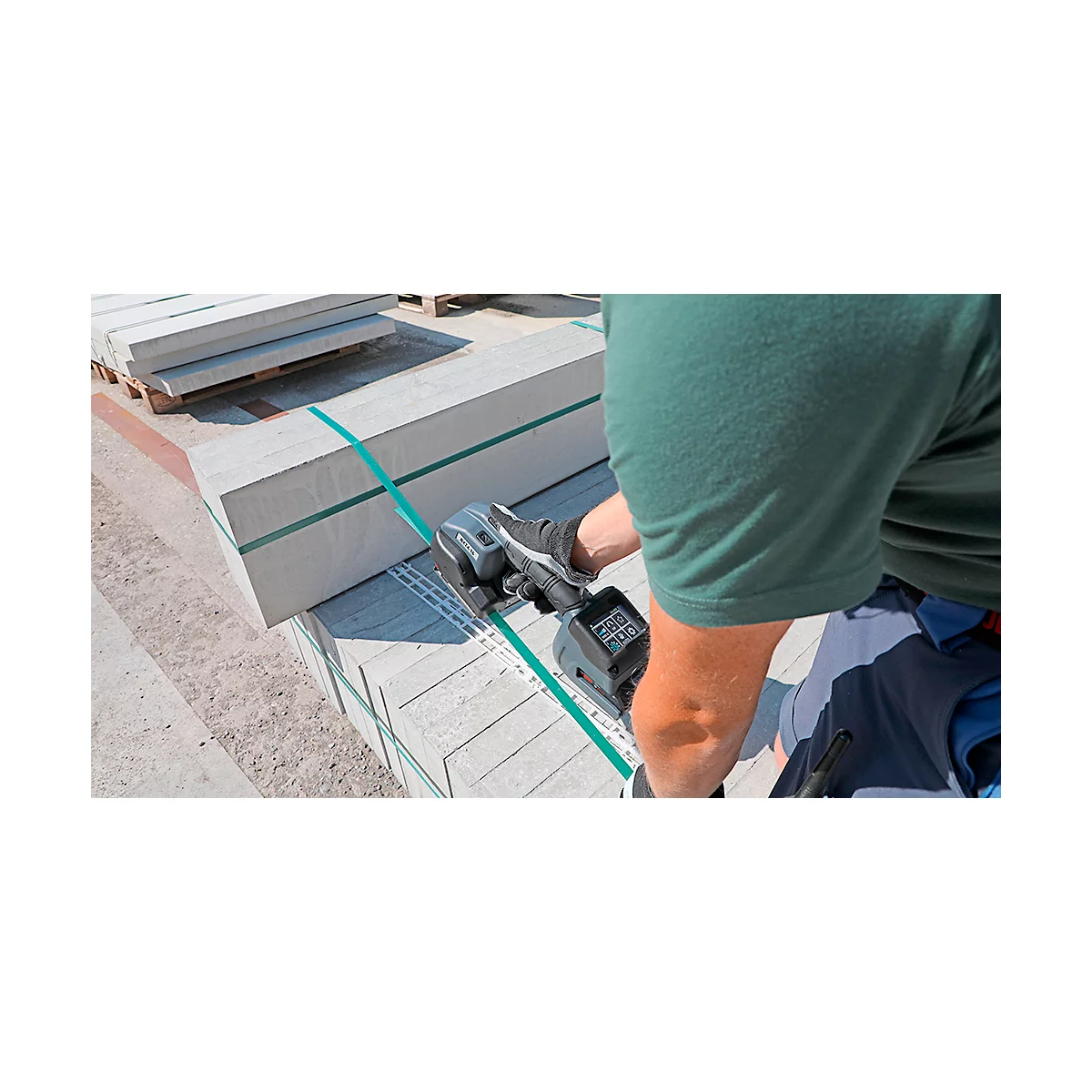 Batterij-omsnoeringsapparaat Banholzer en Wenz BXT4-13, voor PP/PET-banden met B 9-13 mm en dikte 0,4-0,8 mm, trekkracht tot 1200 N, 5 standen, zwart
