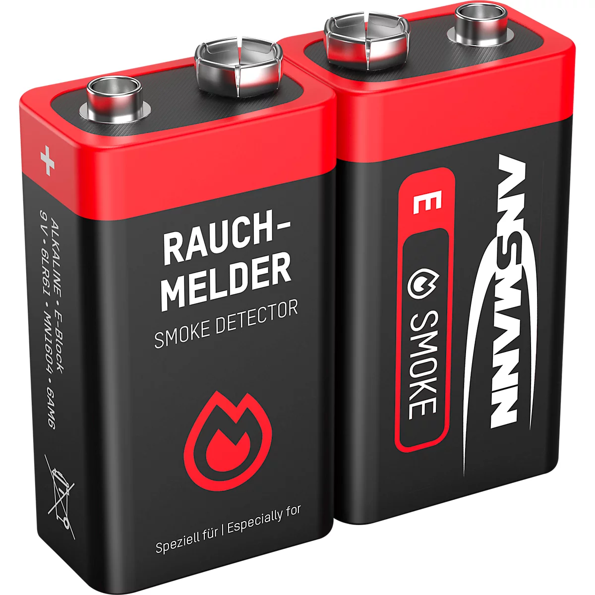batterijen, voor rookmelder, E-Block, 9 V, 2 stuks