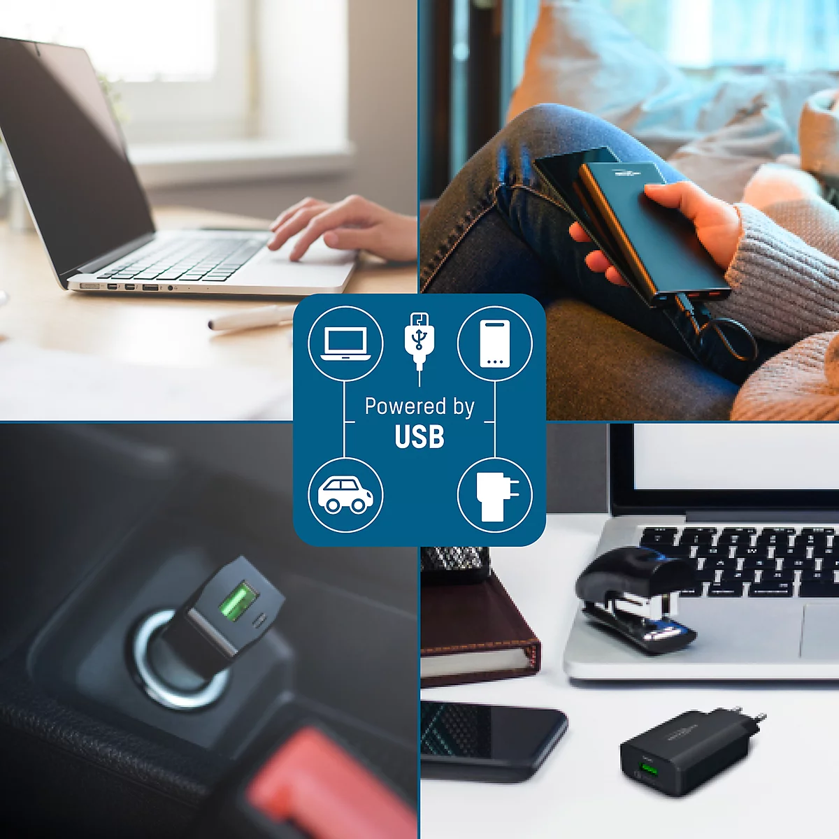 Batterijlader Ansmann Comfort Mini, voor 1-2 Mignon AA/Micro AAA, laadindicator, incl. 2 x AA batterijen &amp; USB-kabel
