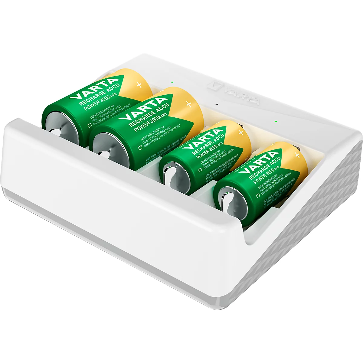 Batterijlader voor batterijen, 2x of 4x AA/AAA/C/D &amp; 1x 9V, oplaadtijd 4,5 uur, USB-C (incl. kabel), 100-240 V, B 154 x D 49 x H 129 mm, wit