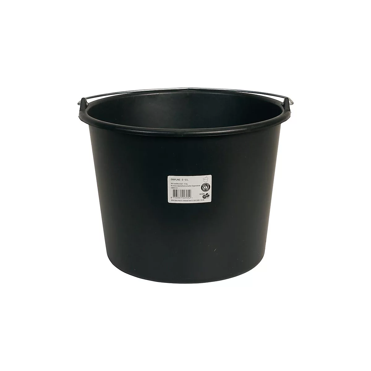 Baueimer GRIPLINE, 12 l, Kunststoff, Liter-Skala, schwarz