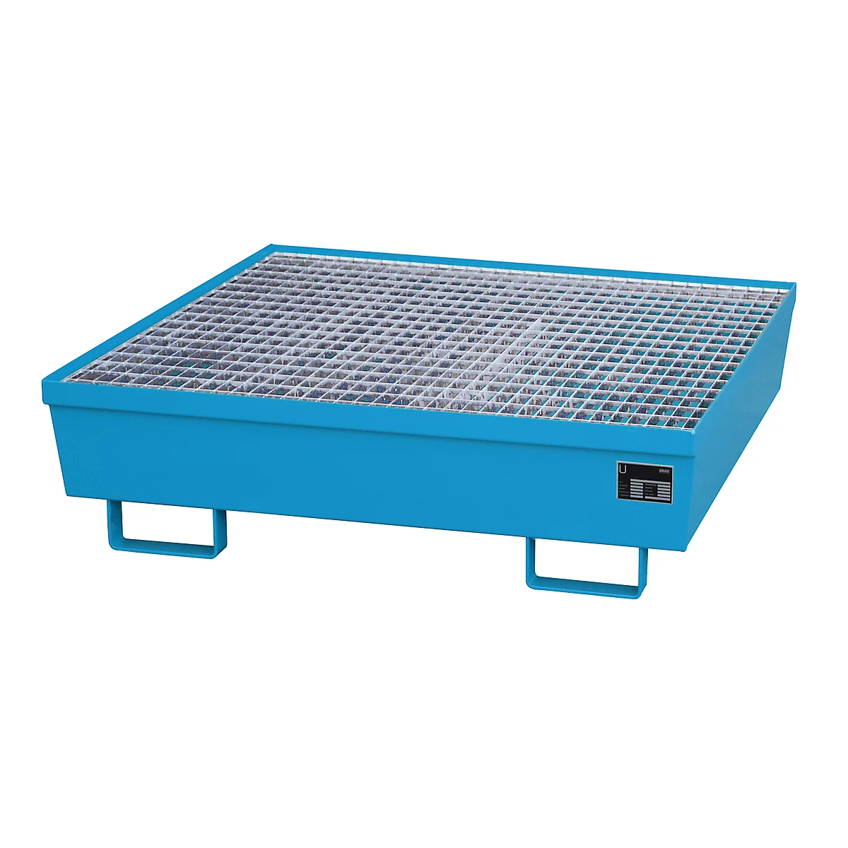 BAUER AM-4/A opvangbak, met rooster, staal, 245 l, B 1200 x D 1200 x H 335 mm, blauw