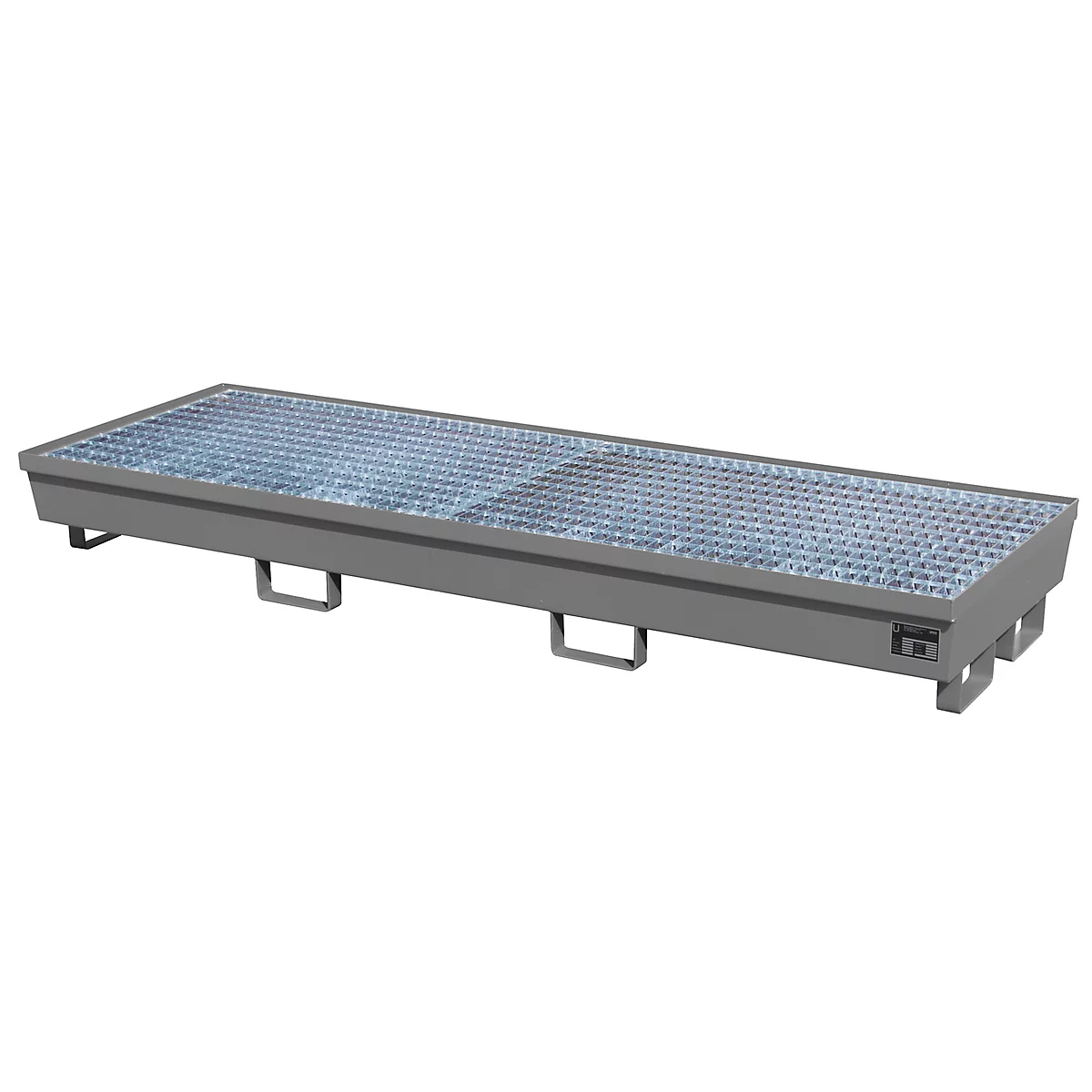BAUER AM-4/B opvangbak, met rooster, staal, 233 l, B 2400 x D 800 x H 285 mm, grijs