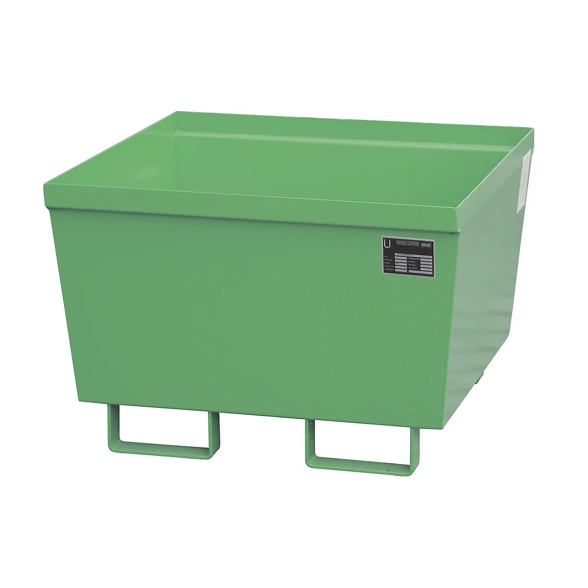 BAUER AO-1 opvangbak, staal, 229 l, B 800 x D 800 x H 545 mm, groen