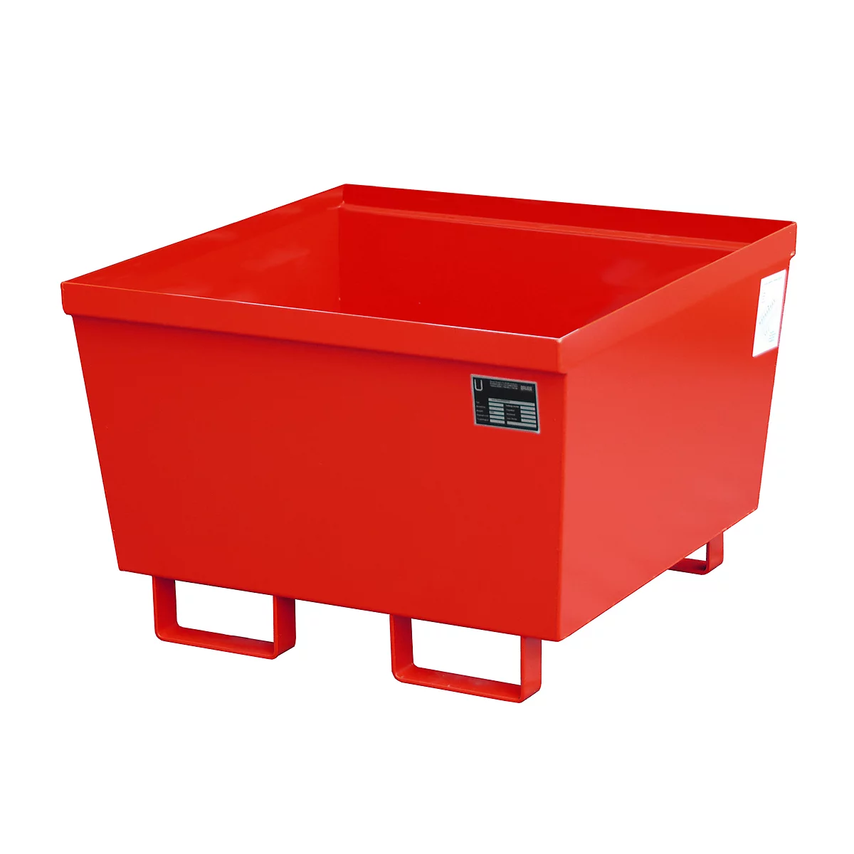 BAUER AO-1 opvangbak, staal, 229 l, B 800 x D 800 x H 545 mm, rood