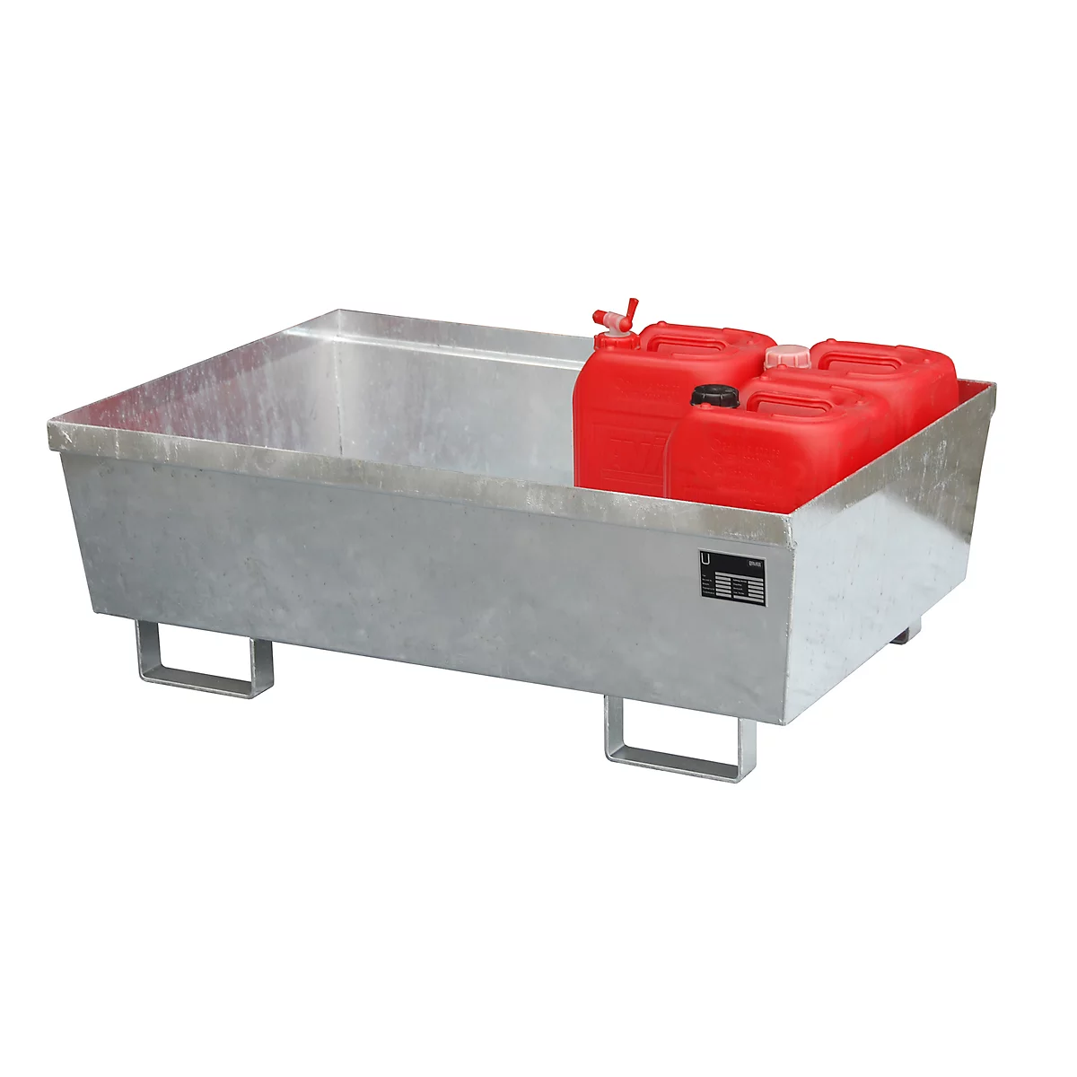 BAUER AO-2 opvangbak, staal, 246 l, B 1200 x D 800 x H 415 mm, gegalvaniseerd