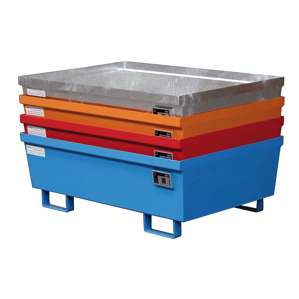 BAUER AO-2 opvangbak, staal, 246 l, B 1200 x D 800 x H 415 mm, gegalvaniseerd