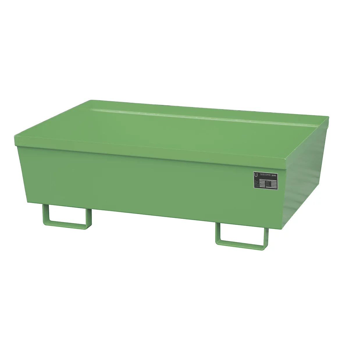 BAUER AO-2 opvangbak, staal, 246 l, B 1200 x D 800 x H 415 mm, groen