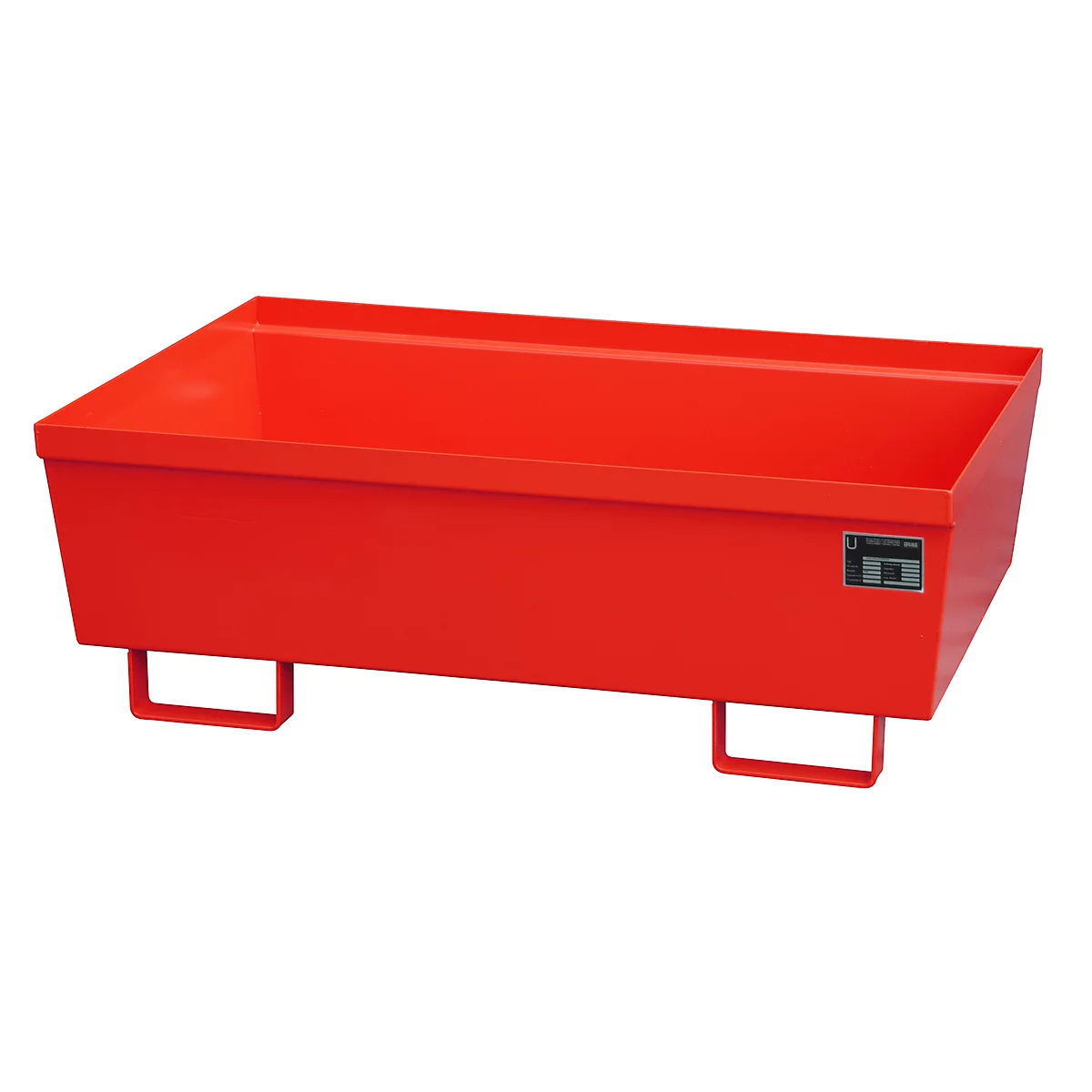 BAUER AO-2 opvangbak, staal, 246 l, B 1200 x D 800 x H 415 mm, rood